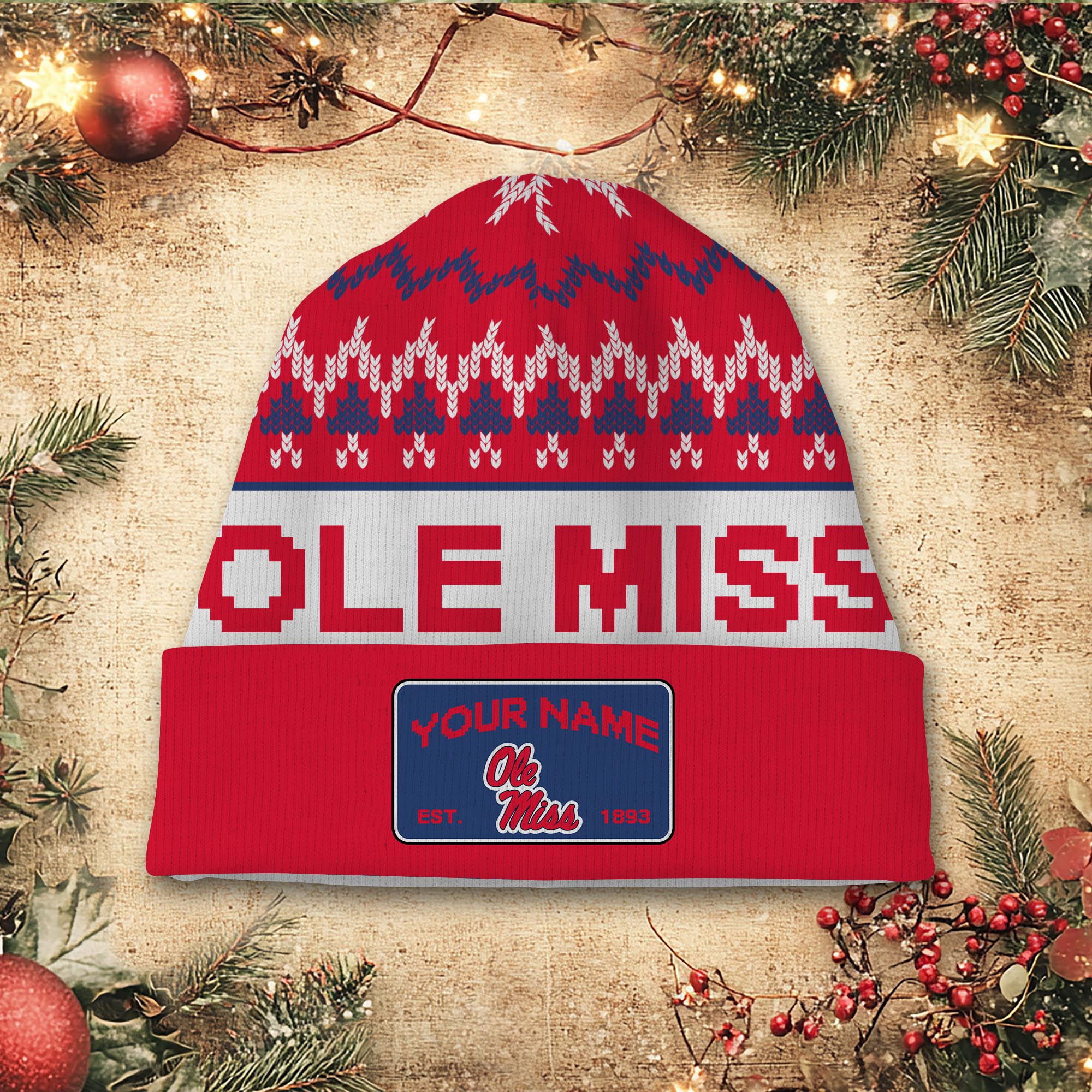 Sportswearmerch Ole Miss Rebels NCAA Christmas Beanie Hat For Fan