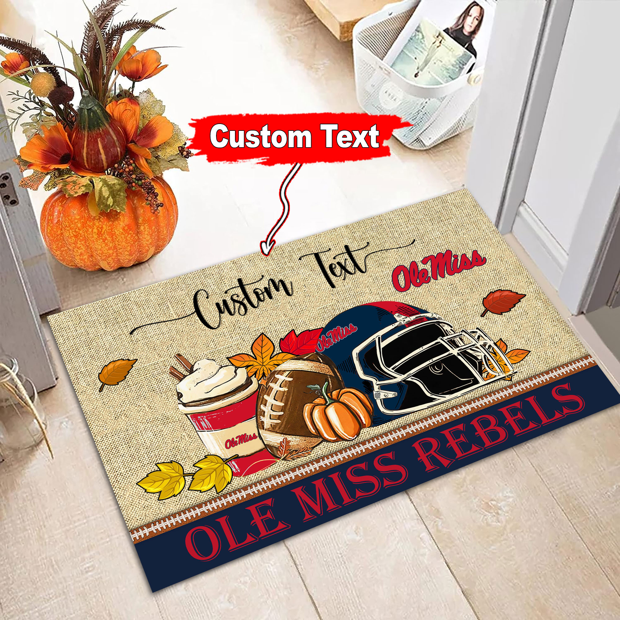 Sportswearmerch Ole Miss Rebels NCAA Fall Football Custom Doormat For Fan