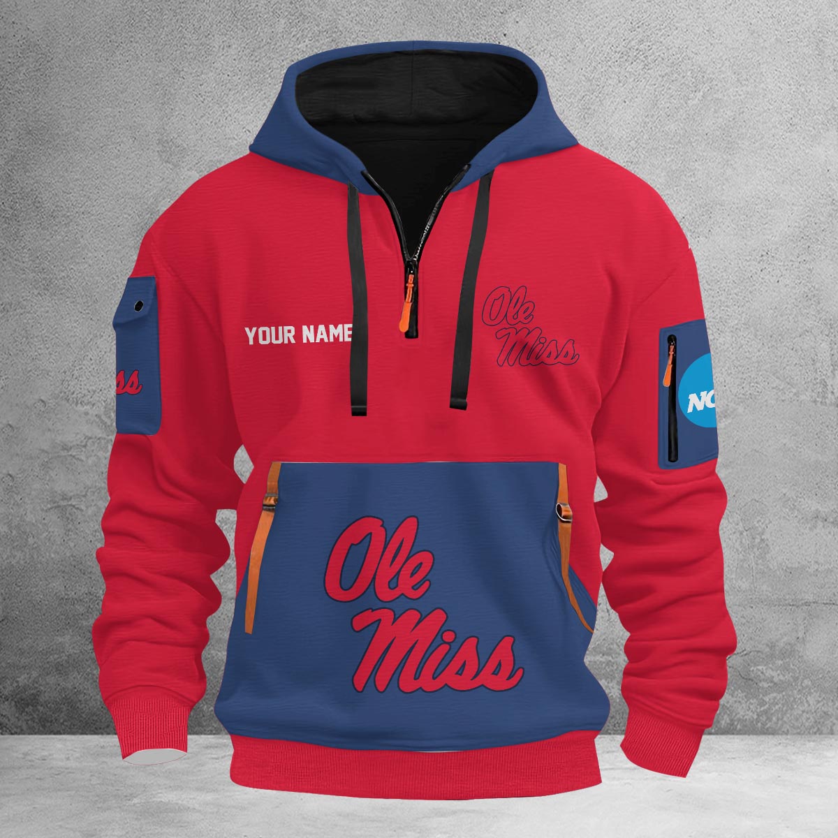Sportswearmerch Ole Miss Rebels NCAA Half Zip Hoodie Personalized For Fan