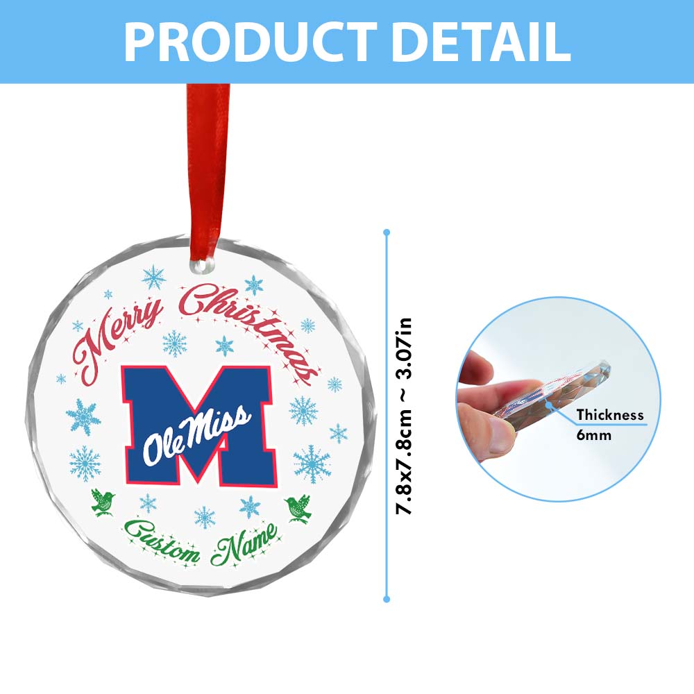 Sportswearmerch Ole Miss Rebels NCAA x Christmas Glass Ornament Gift For Fans