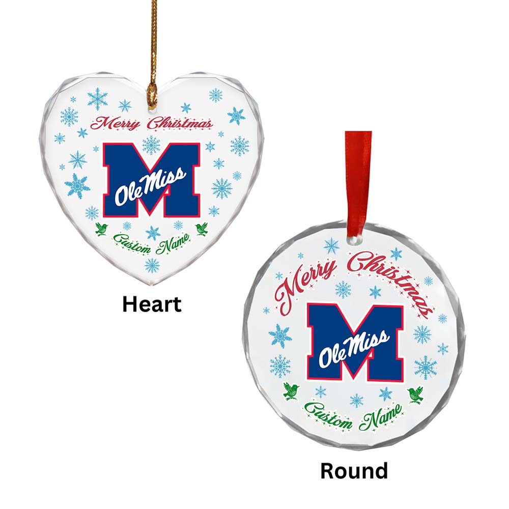 Sportswearmerch Ole Miss Rebels NCAA x Christmas Glass Ornament Gift For Fans