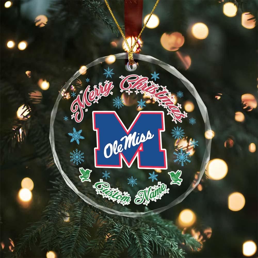 Sportswearmerch Ole Miss Rebels NCAA x Christmas Glass Ornament Gift For Fans