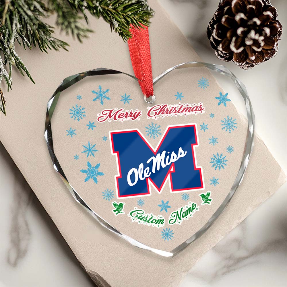 Sportswearmerch Ole Miss Rebels NCAA x Christmas Glass Ornament Gift For Fans