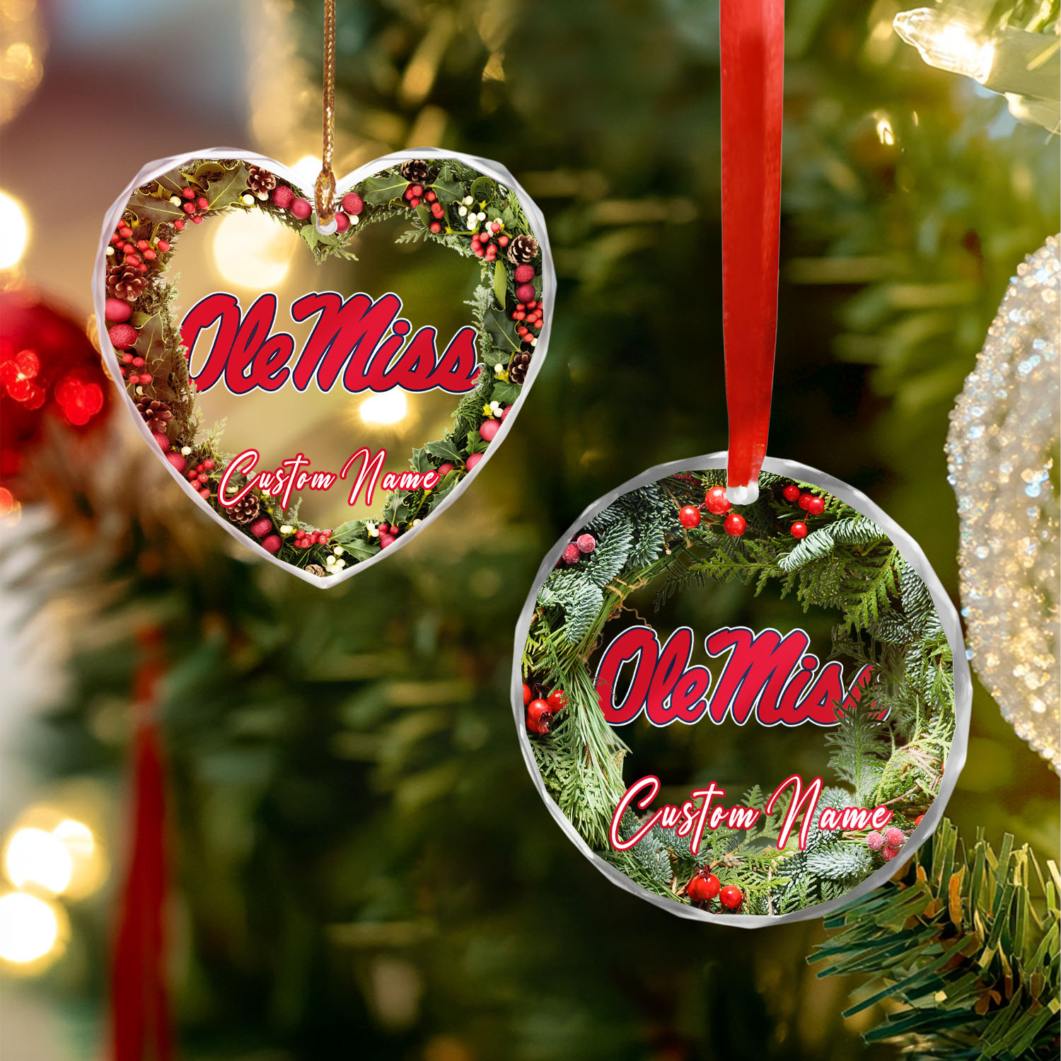 Sportswearmerch Ole Miss Rebels NCAA x Christmas Glass Ornament Gift For Fans
