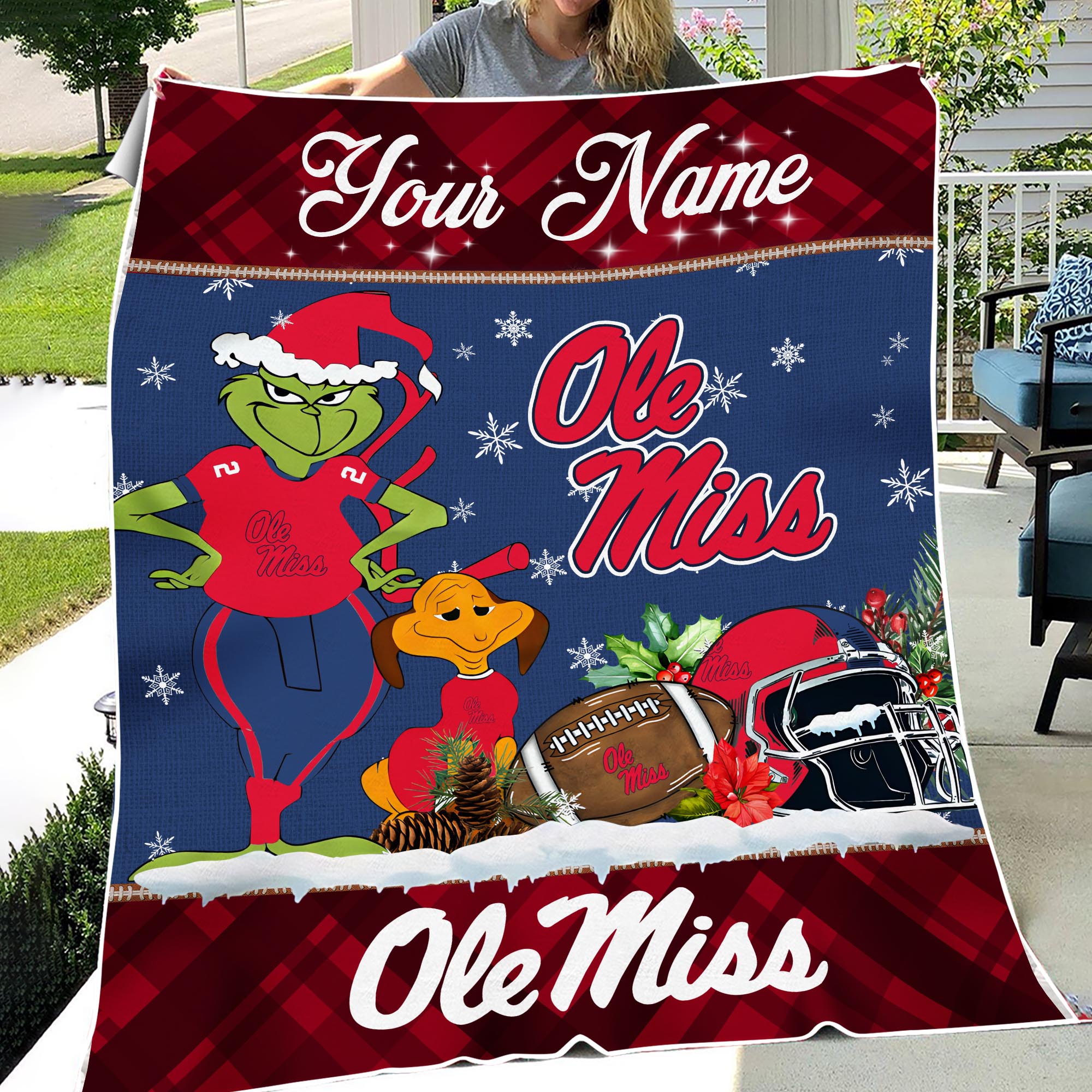 Sportswearmerch Ole Miss Rebels NCAA x Grinch Christmas Fleece Blanket For Fan