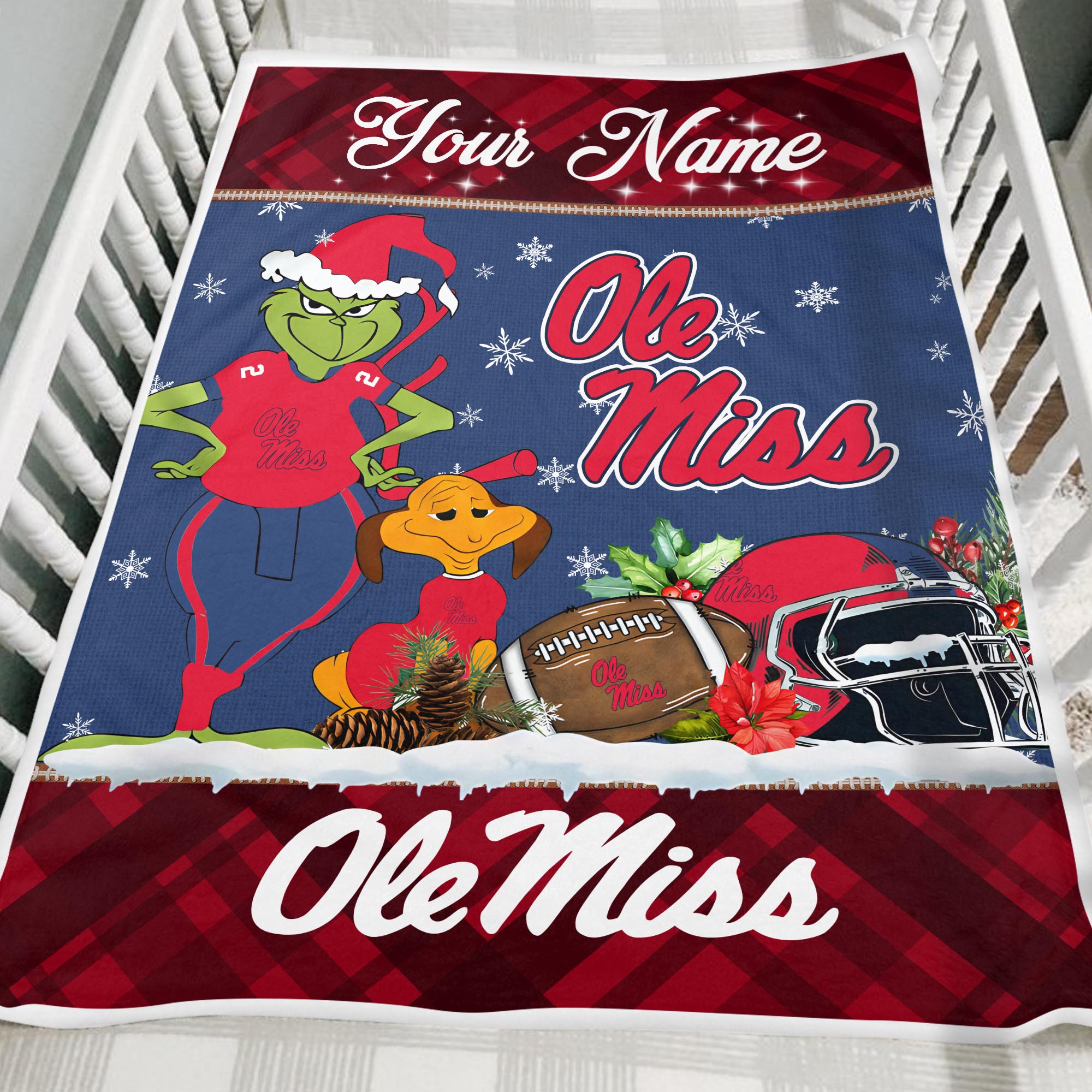 Sportswearmerch Ole Miss Rebels NCAA x Grinch Christmas Fleece Blanket For Fan