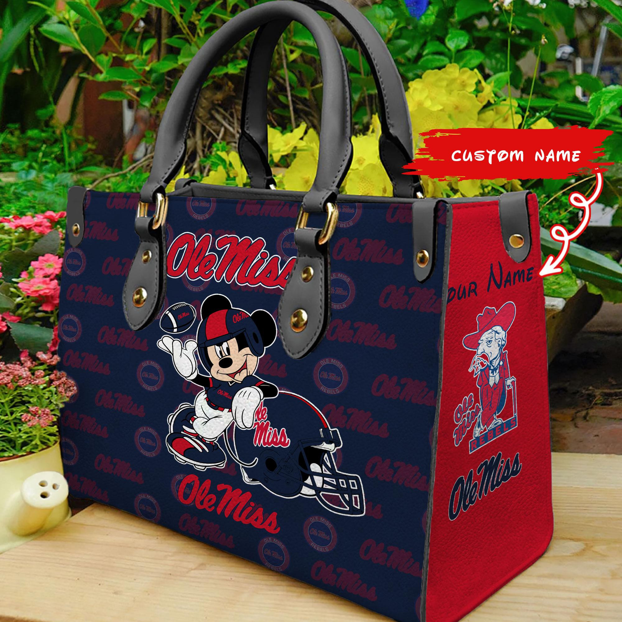 Sportswearmerch Ole Miss Rebels NCAA x Mickey Women Leather Handbag For Fan