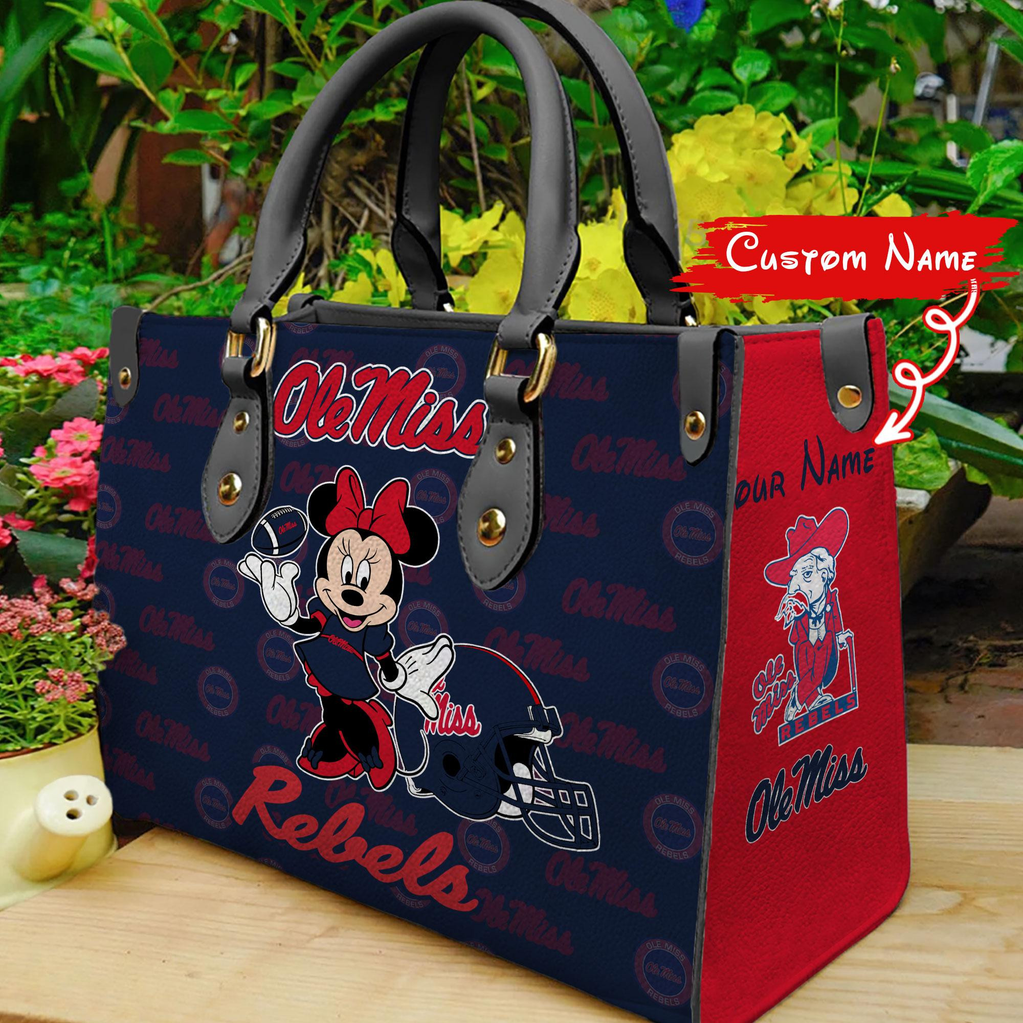 Sportswearmerch Ole Miss Rebels NCAA x Minnie Women Leather Handbag For Fan