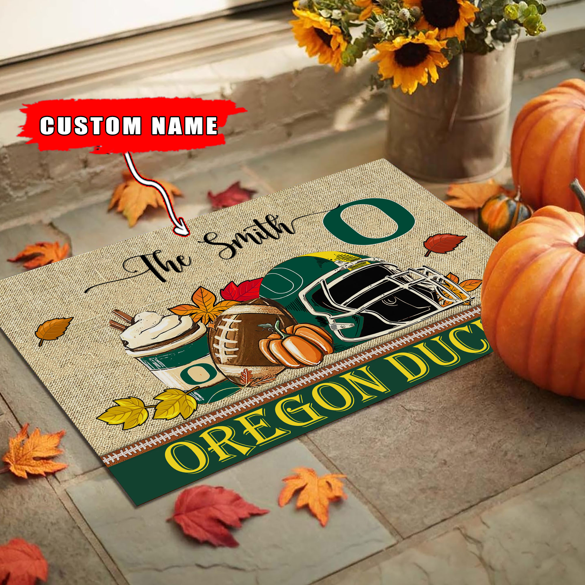 Sportswearmerch Oregon Ducks NCAA Fall Football Custom Doormat For Fan