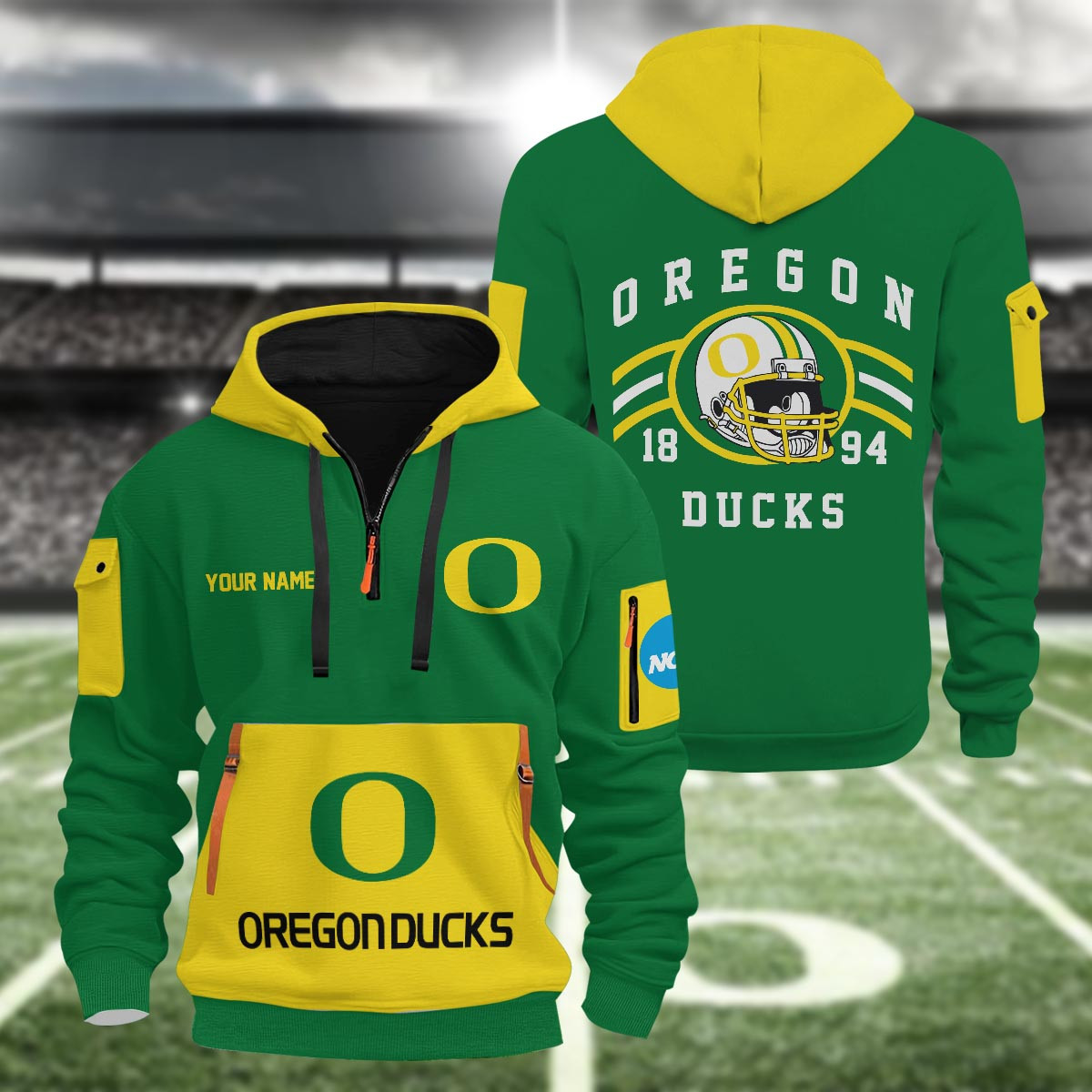 Sportswearmerch Oregon Ducks NCAA Half Zip Hoodie Personalized For Fan