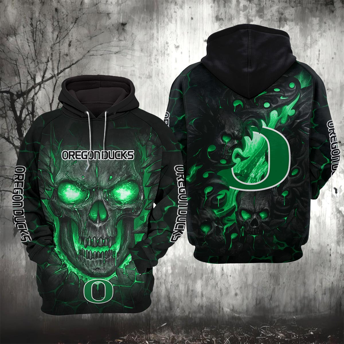 Sportswearmerch Oregon Ducks NCAA Lava Skull Hoodie For Fan