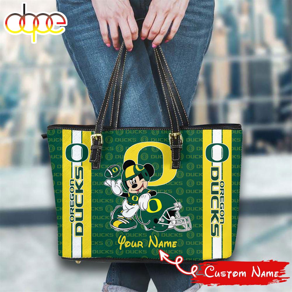Sportswearmerch Oregon Ducks NCAA Mickey Women Leather Tote Bag For Fan