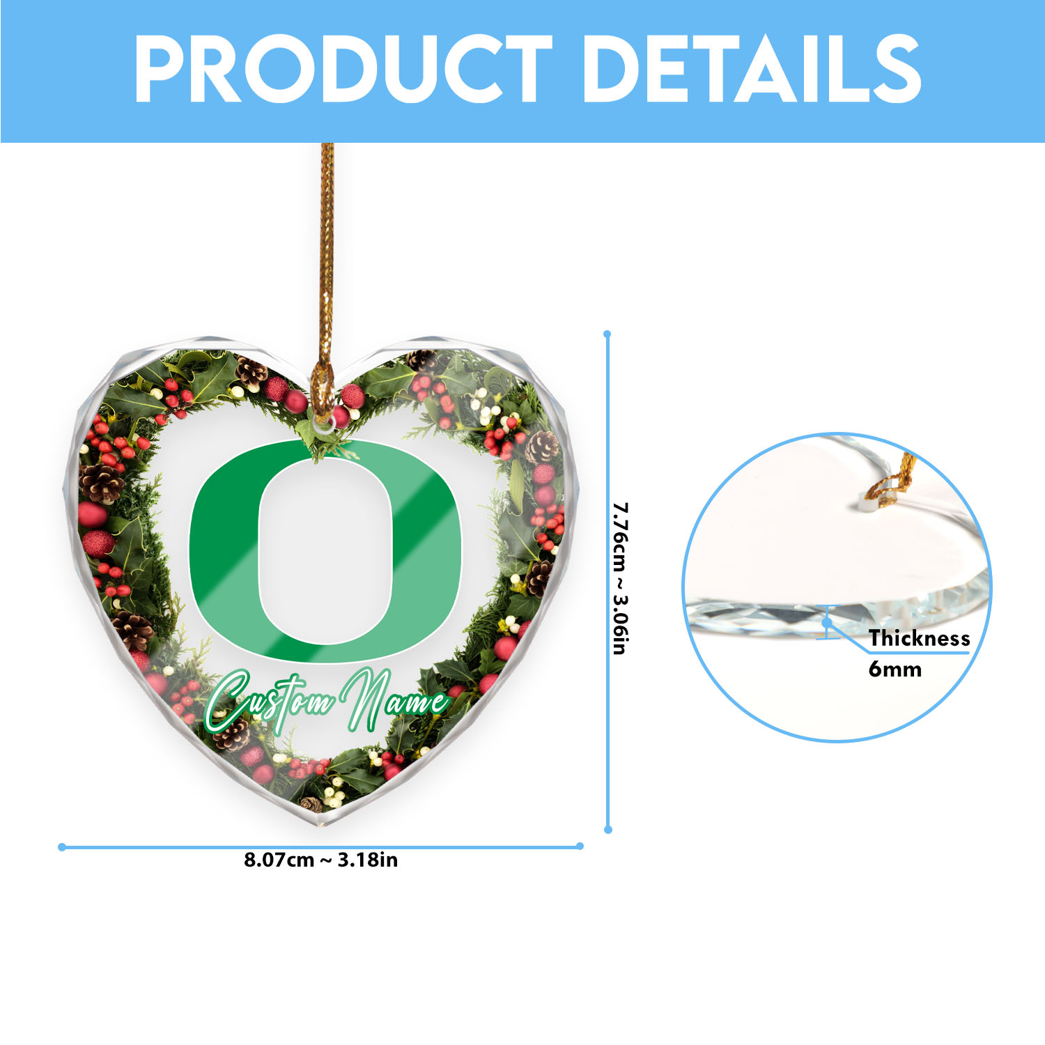 Sportswearmerch Oregon Ducks NCAA x Christmas Glass Ornament Gift For Fans