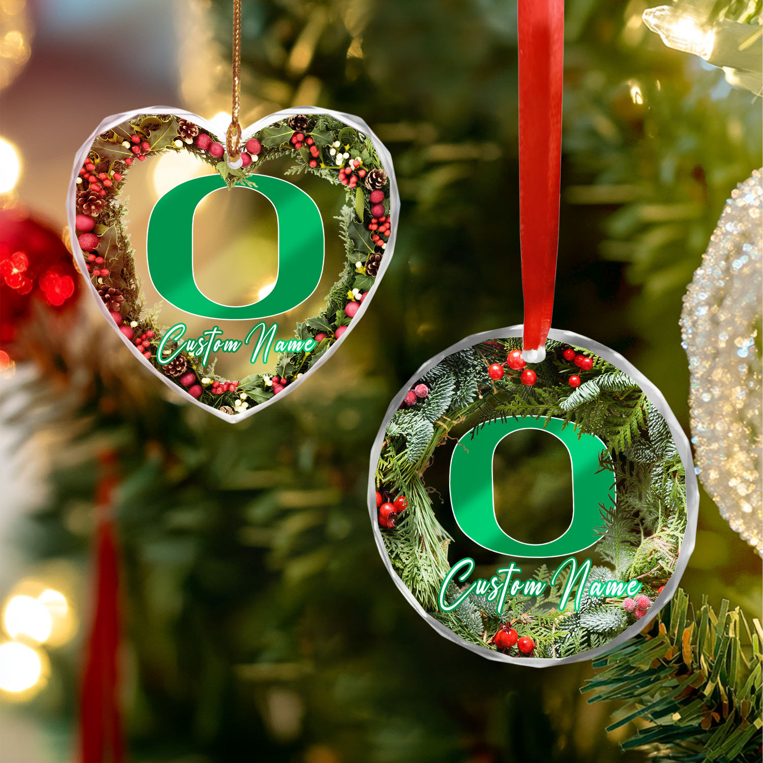 Sportswearmerch Oregon Ducks NCAA x Christmas Glass Ornament Gift For Fans