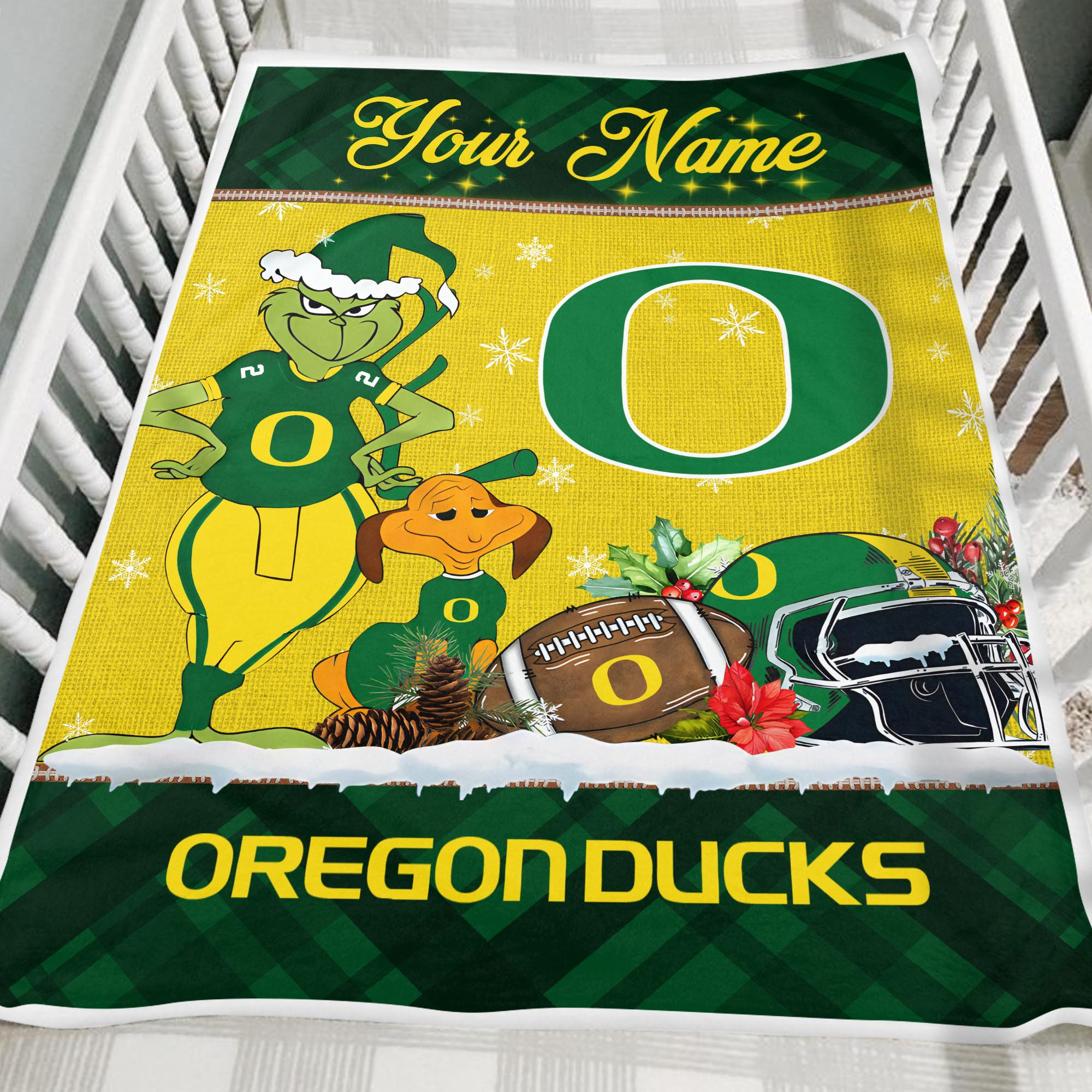 Sportswearmerch Oregon Ducks NCAA x Grinch Christmas Fleece Blanket For Fan