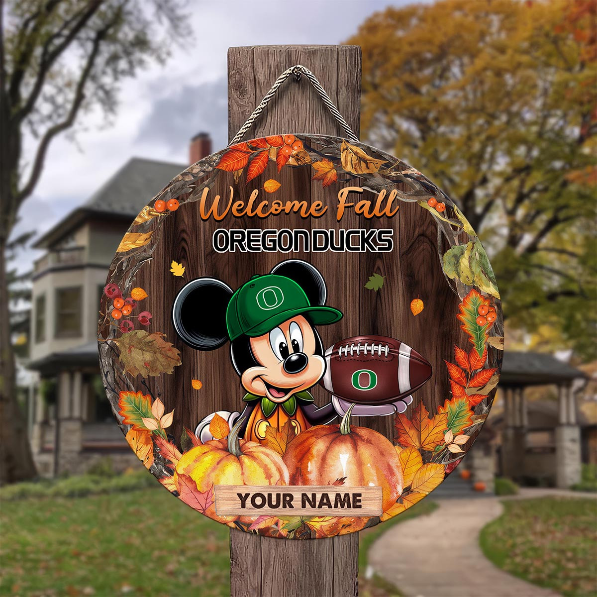 Sportswearmerch Oregon Ducks NCAA x Mickey Round Wooden Sign For Fan