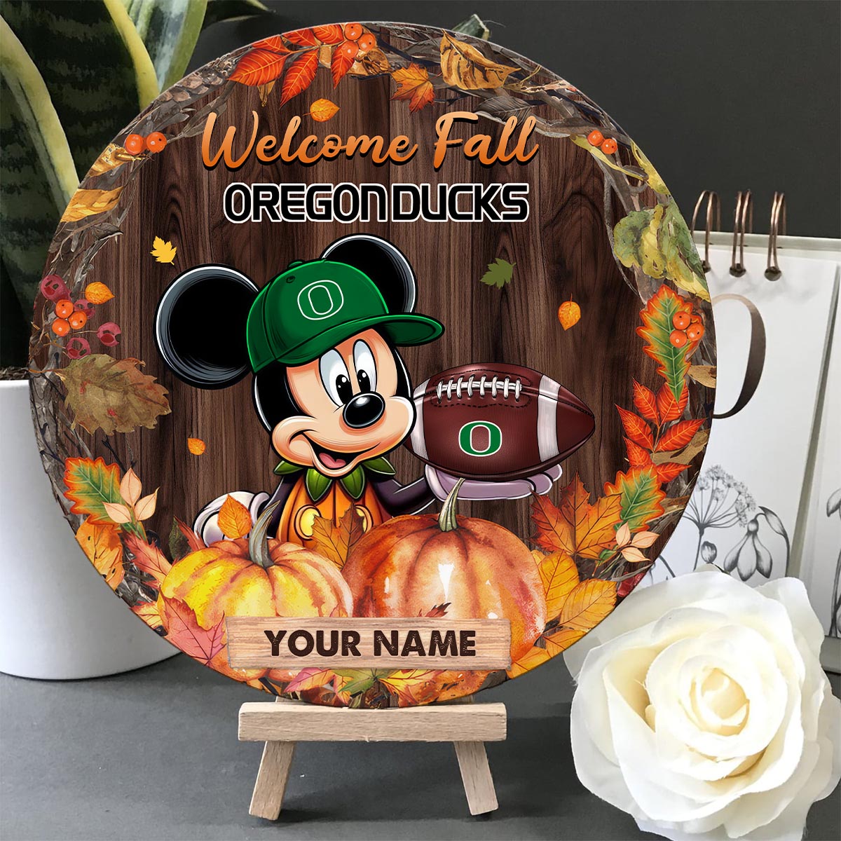 Sportswearmerch Oregon Ducks NCAA x Mickey Round Wooden Sign For Fan