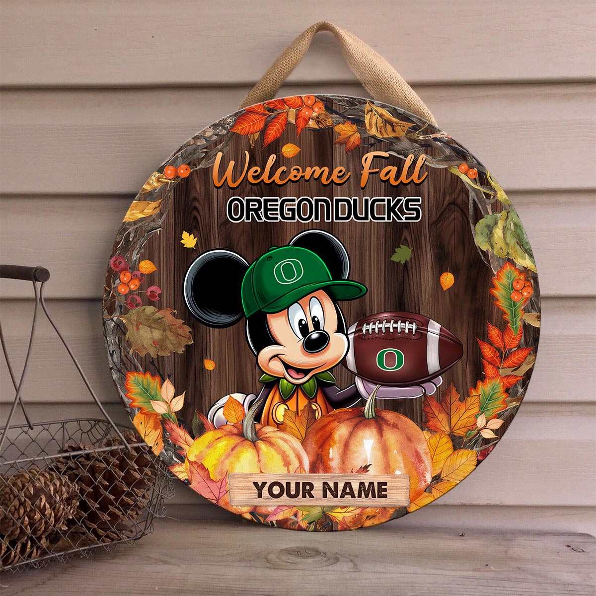 Sportswearmerch Oregon Ducks NCAA x Mickey Round Wooden Sign For Fan