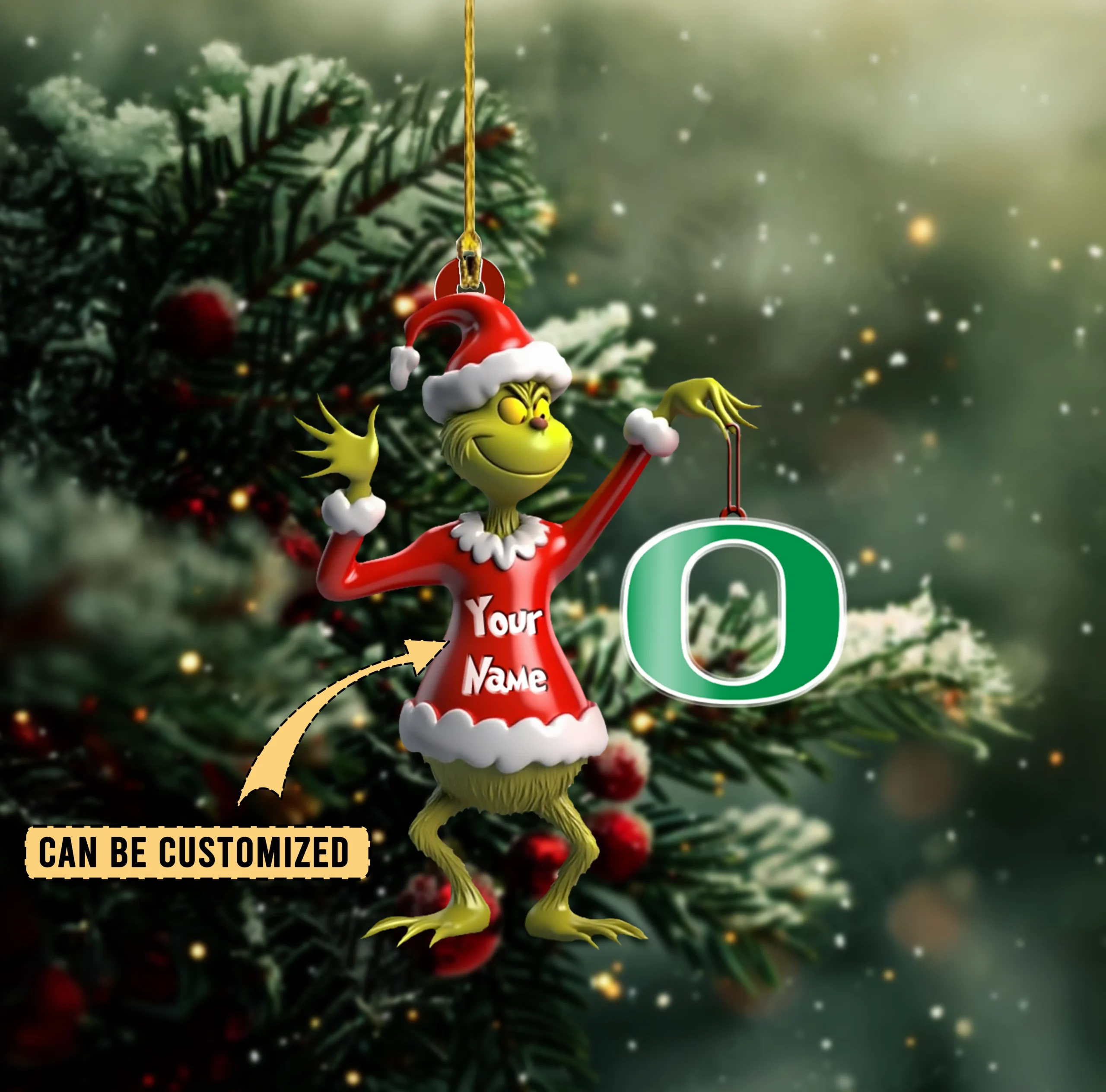 Sportswearmerch Oregon Ducks NCAA x The Grinch Acrylic Ornament Gift For Fans