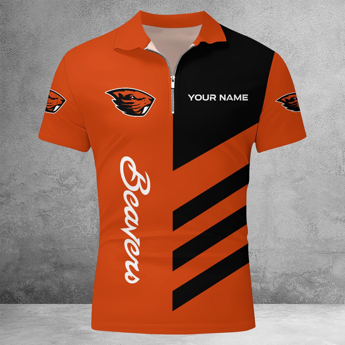 Sportswearmerch Oregon State Beavers NCAA Lapel Zip Polo Shirt For Fan