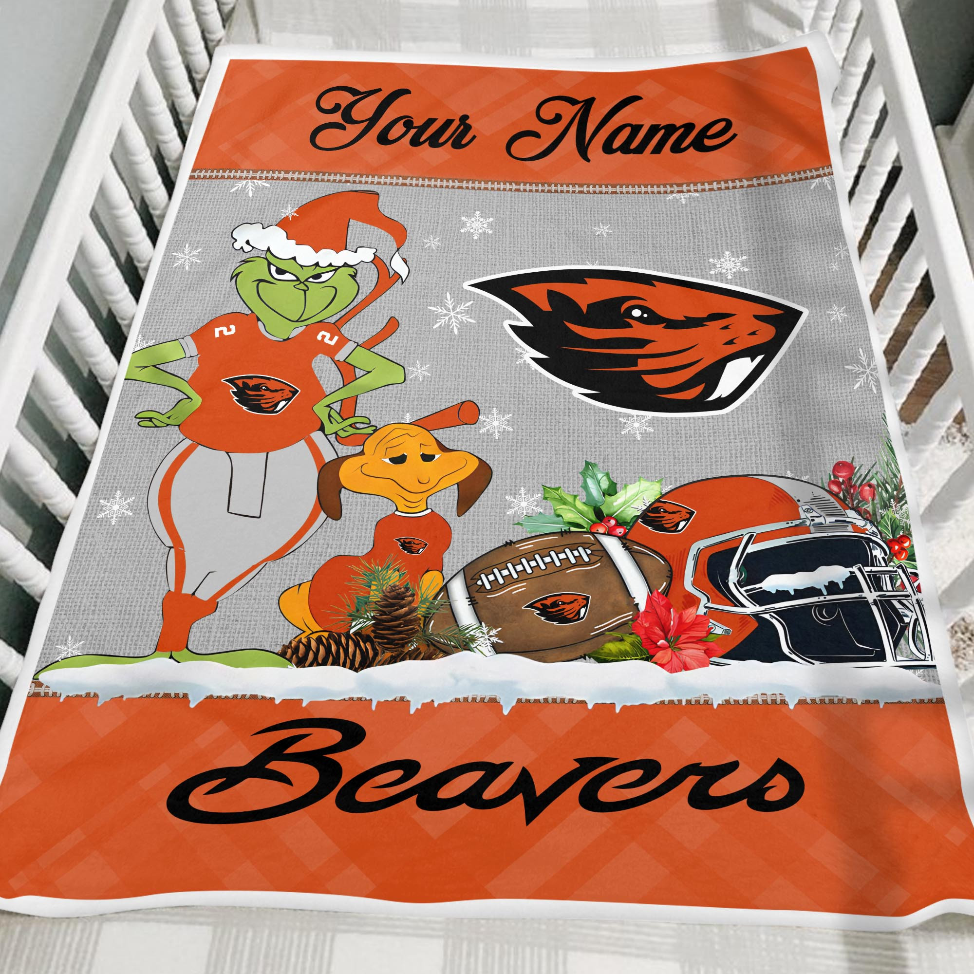 Sportswearmerch Oregon State Beavers NCAA x Grinch Christmas Fleece Blanket For Fan