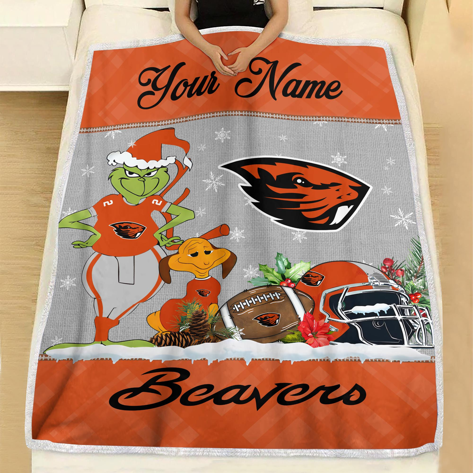 Sportswearmerch Oregon State Beavers NCAA x Grinch Christmas Fleece Blanket For Fan
