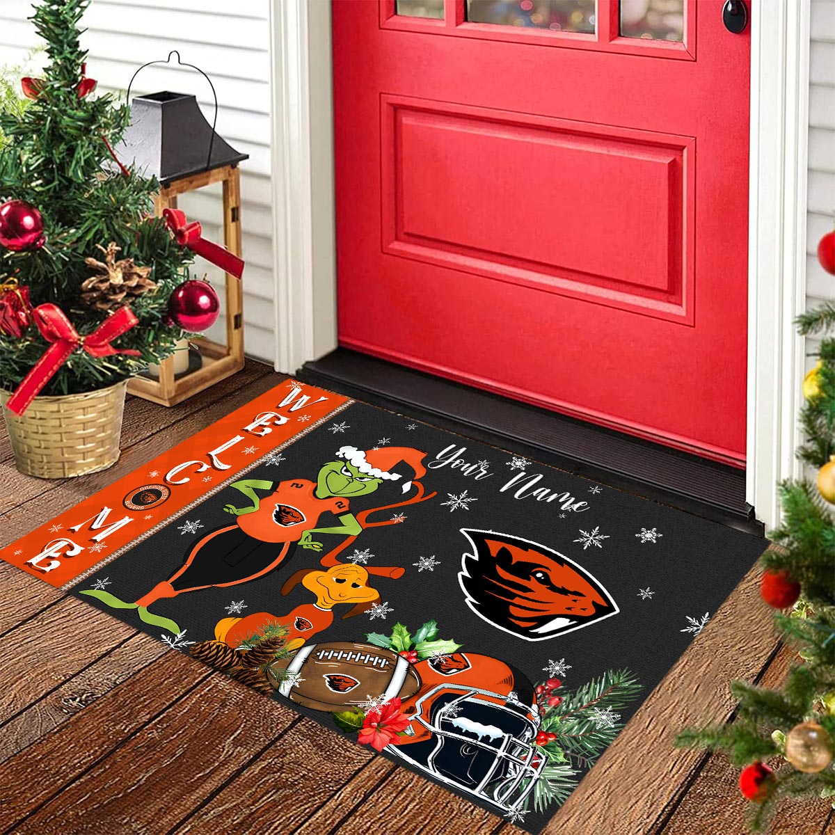 Sportswearmerch Oregon State Beavers NCAA x Grinch Christmas Welcome Football Doormat For Fan