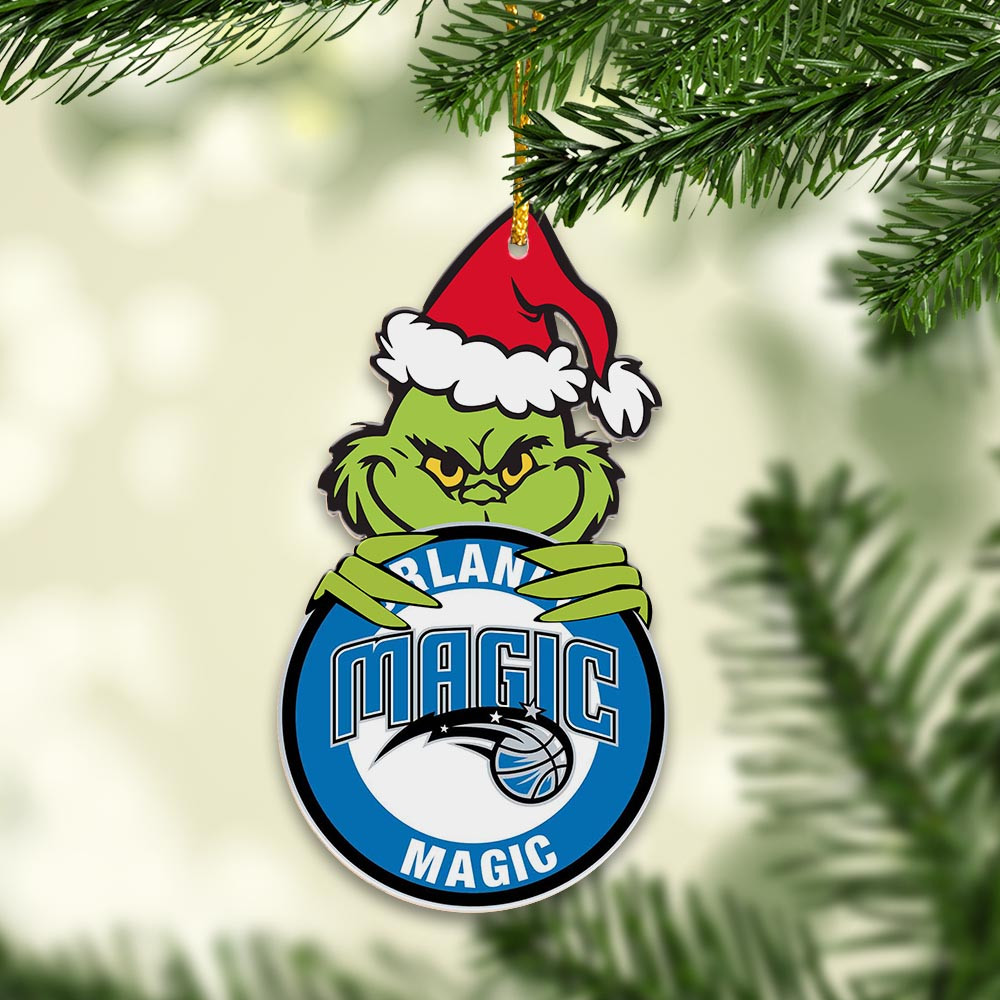 Sportswearmerch Orlando Magic NBA x Grinch Christmas Acrylic Ornament For Fans
