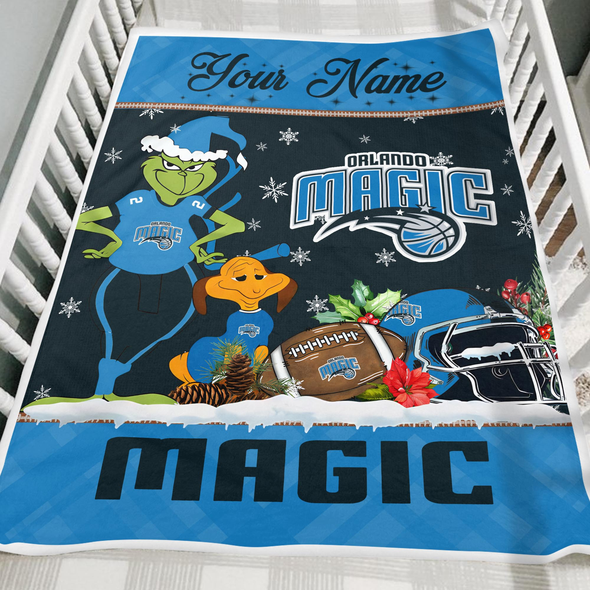 Sportswearmerch Orlando Magic NBA x Grinch Christmas Fleece Blanket For Fan