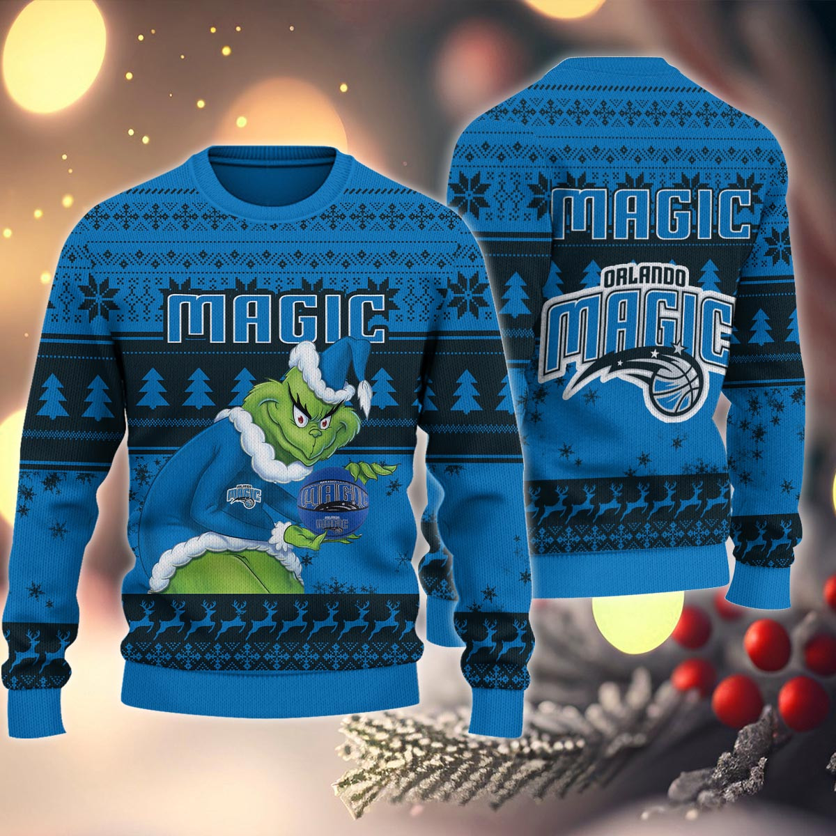 Sportswearmerch Orlando Magic NBA x Grinch Christmas Ugly Sweater For Fans