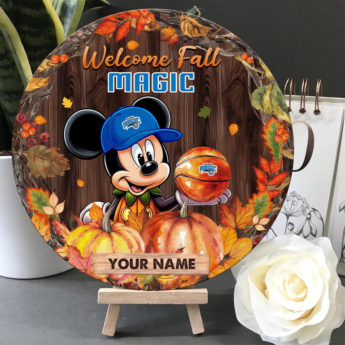 Sportswearmerch Orlando Magic NBA x Mickey Round Wooden Sign For Fan