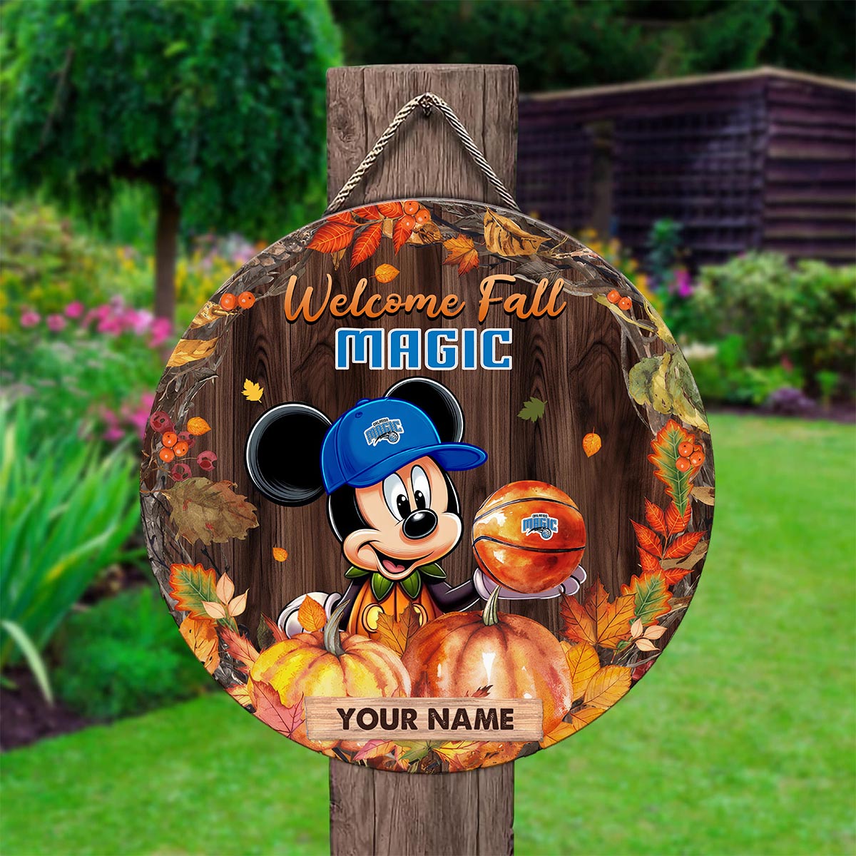 Sportswearmerch Orlando Magic NBA x Mickey Round Wooden Sign For Fan