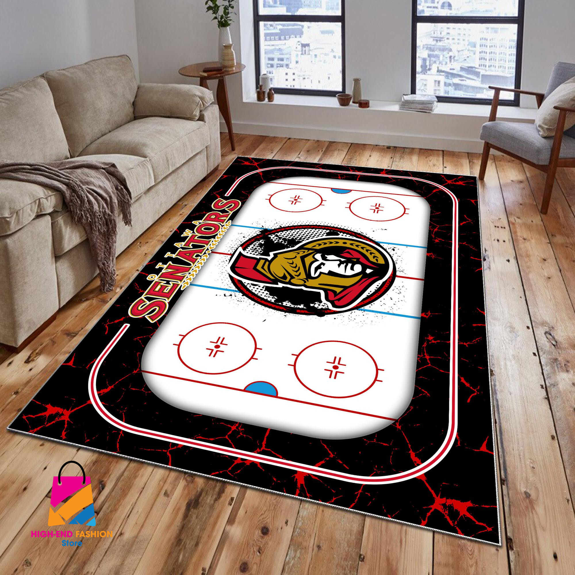 Sportswearmerch Ottawa Senators NHL Area Rug For Fan