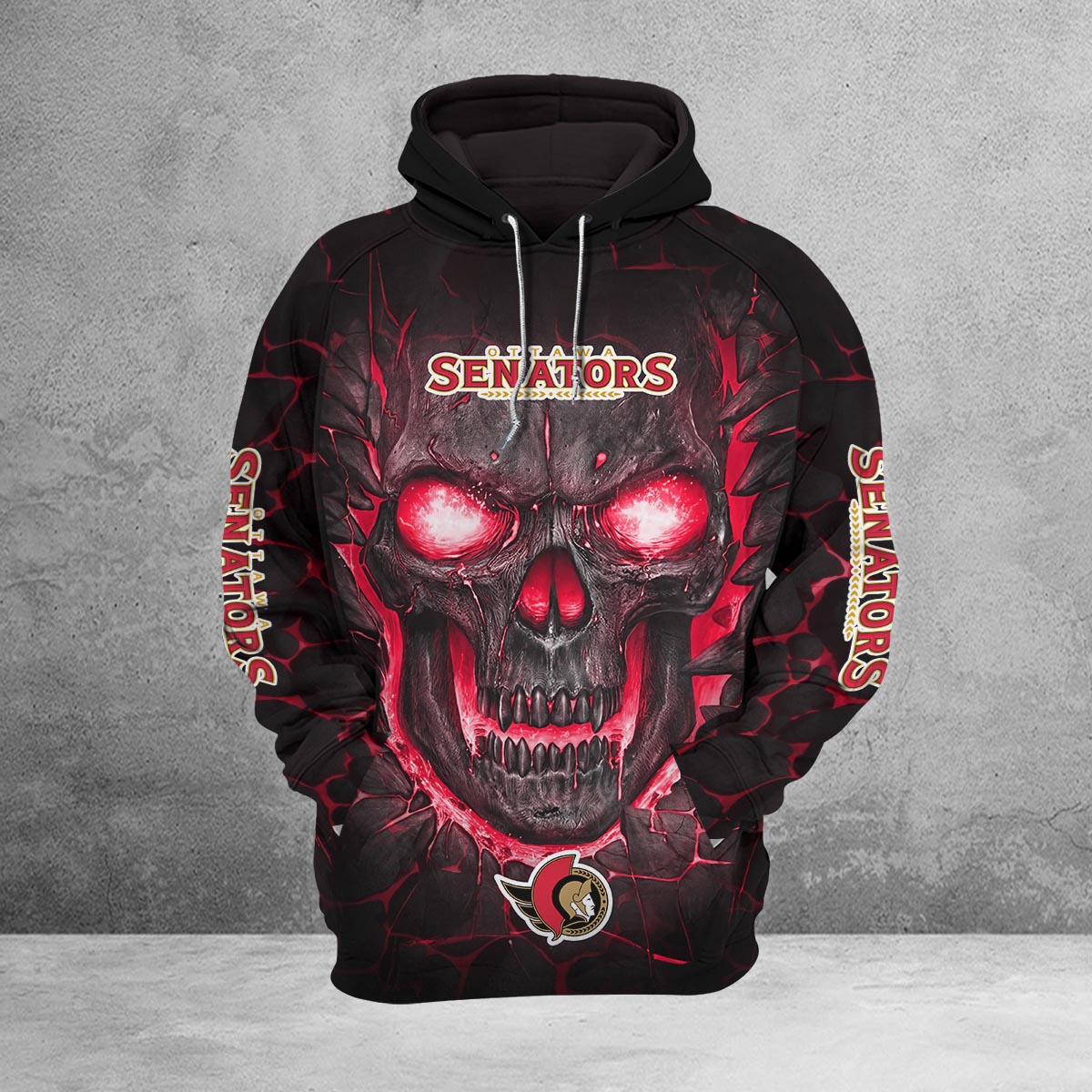 Sportswearmerch Ottawa Senators NHL Lava Skull Hoodie For Fan