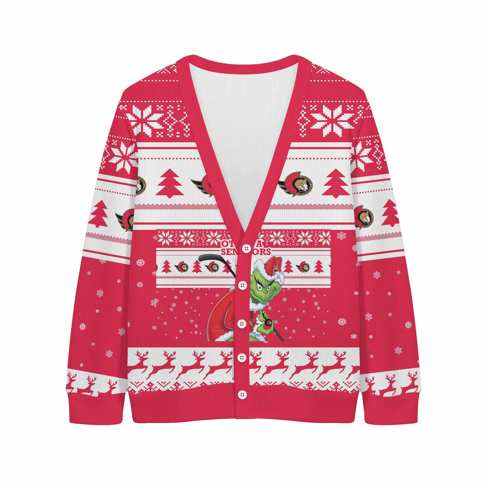 Sportswearmerch Ottawa Senators NHL x Grinch Christmas Cardigan For Fan