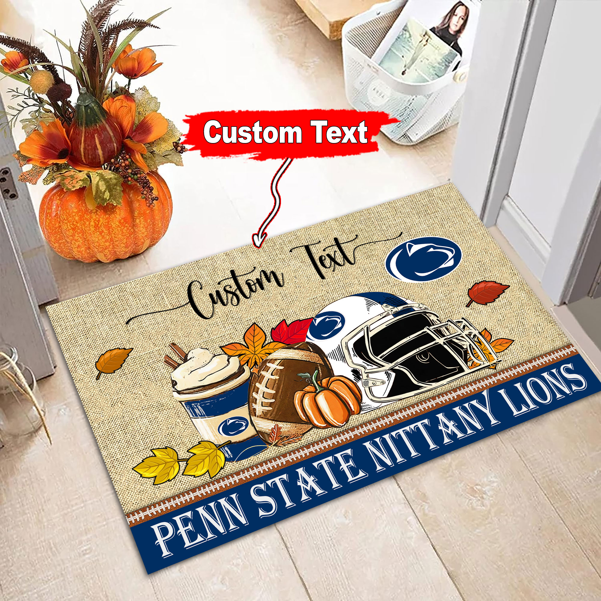 Sportswearmerch Penn State Nittany Lions NCAA Fall Football Custom Doormat For Fan