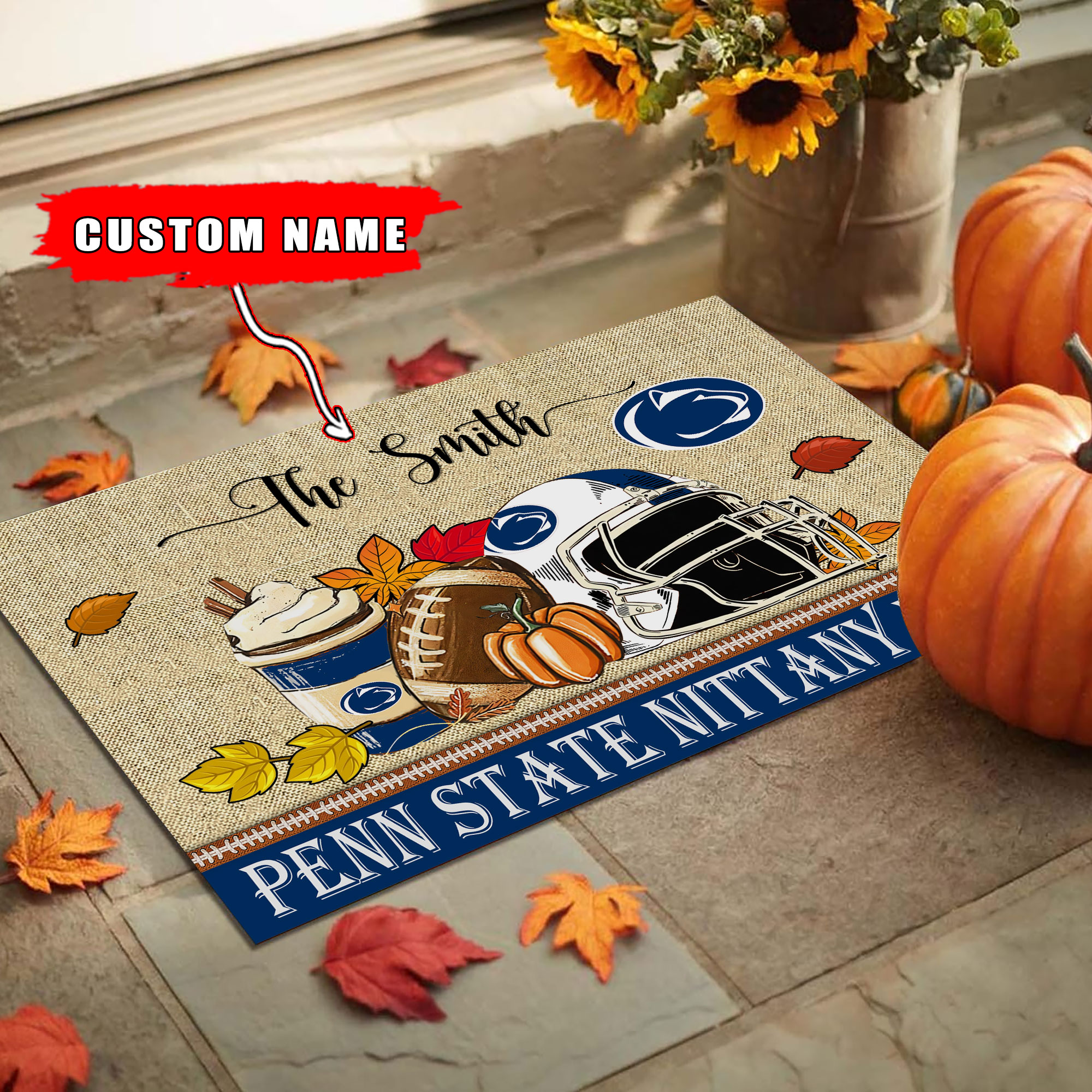 Sportswearmerch Penn State Nittany Lions NCAA Fall Football Custom Doormat For Fan