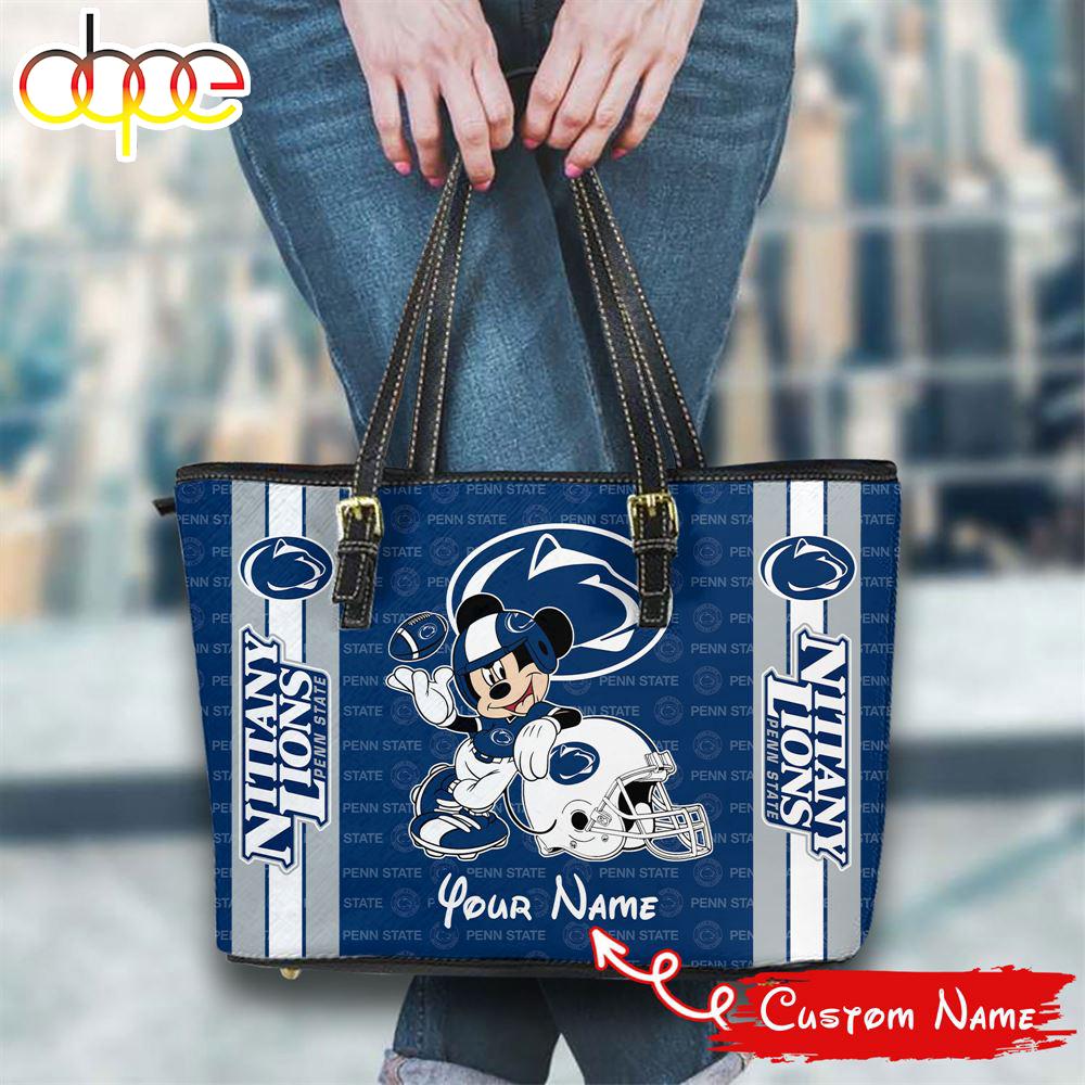 Sportswearmerch Penn State Nittany Lions NCAA Mickey Women Leather Tote Bag For Fan