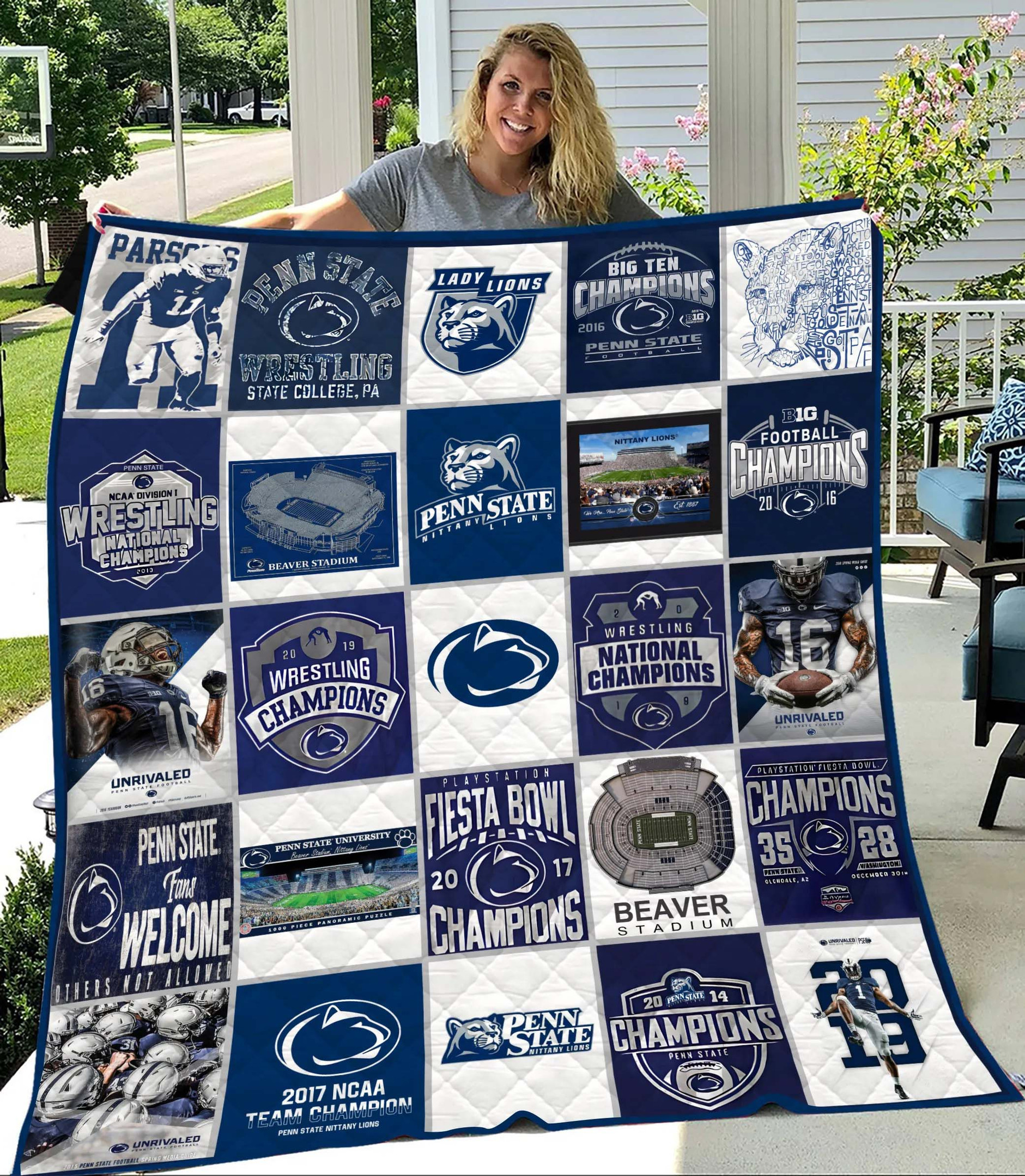 Sportswearmerch Penn State Nittany Lions NCAA Quilt Blanket For Fan