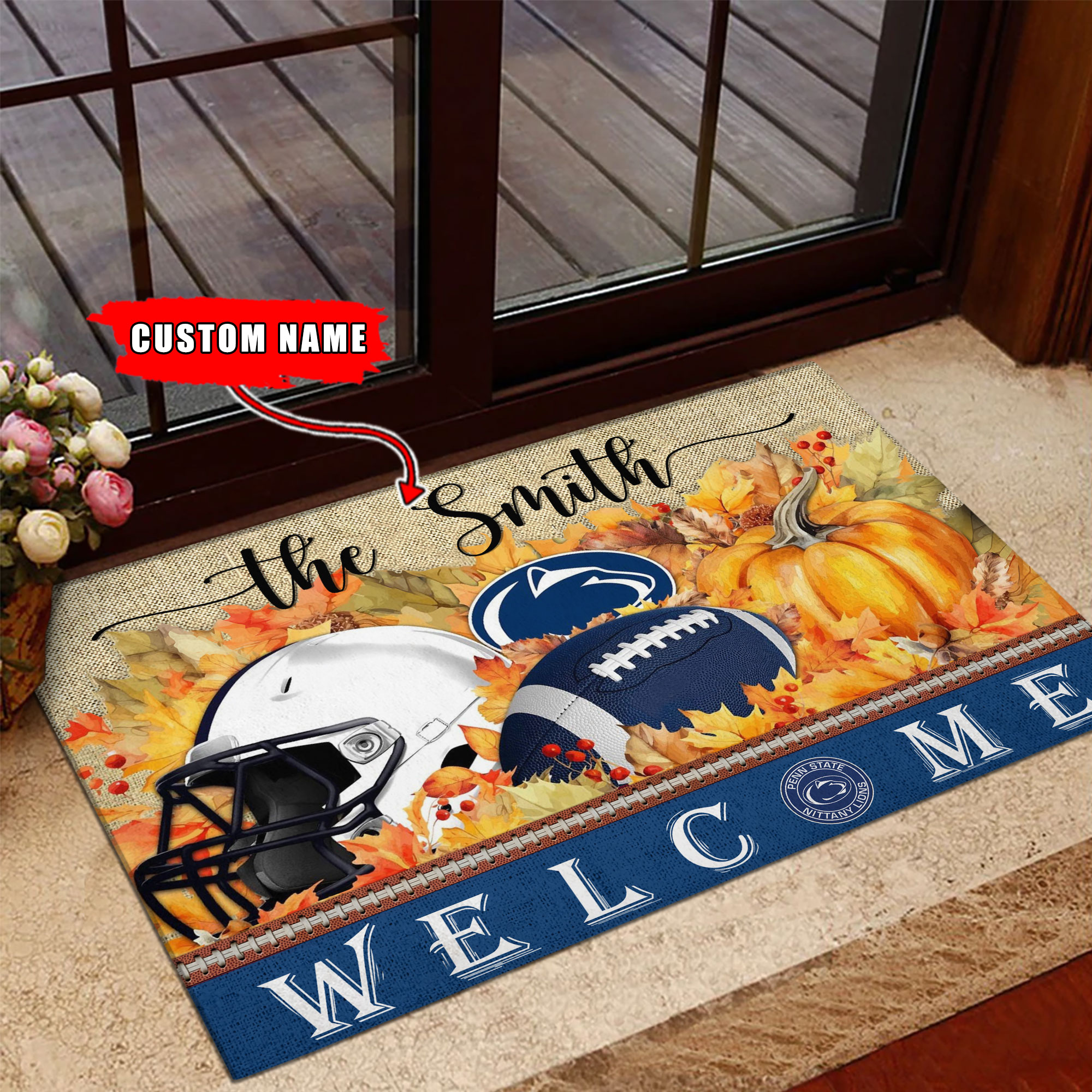 Sportswearmerch Penn State Nittany Lions NCAA Welcome Fall Football Doormat For Fan