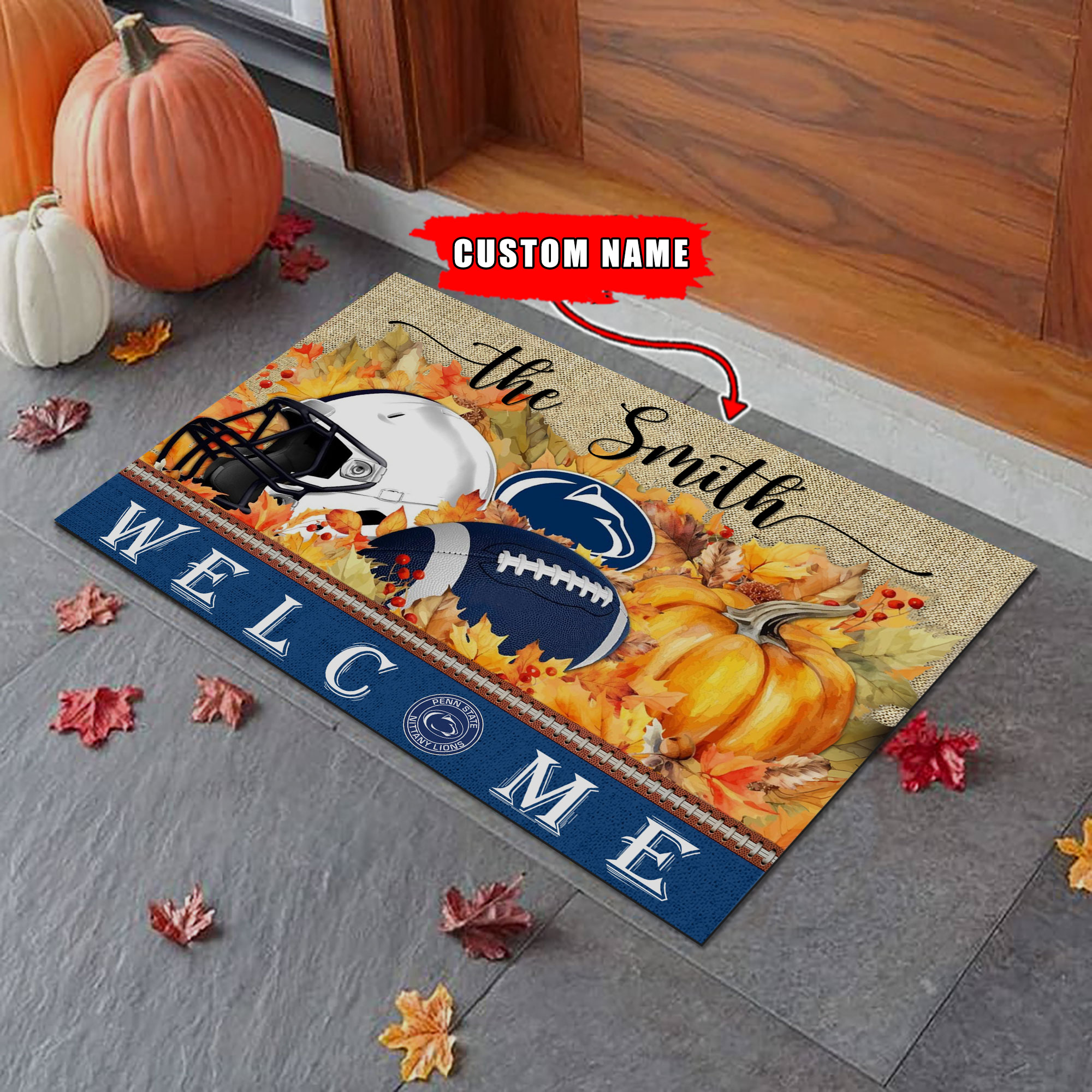 Sportswearmerch Penn State Nittany Lions NCAA Welcome Fall Football Doormat For Fan