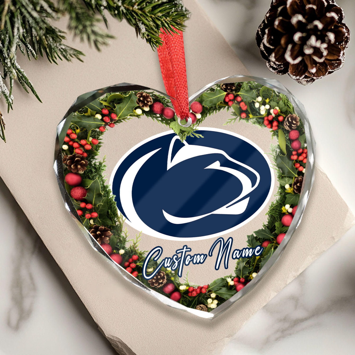 Sportswearmerch Penn State Nittany Lions NCAA x Christmas Glass Ornament Gift For Fans