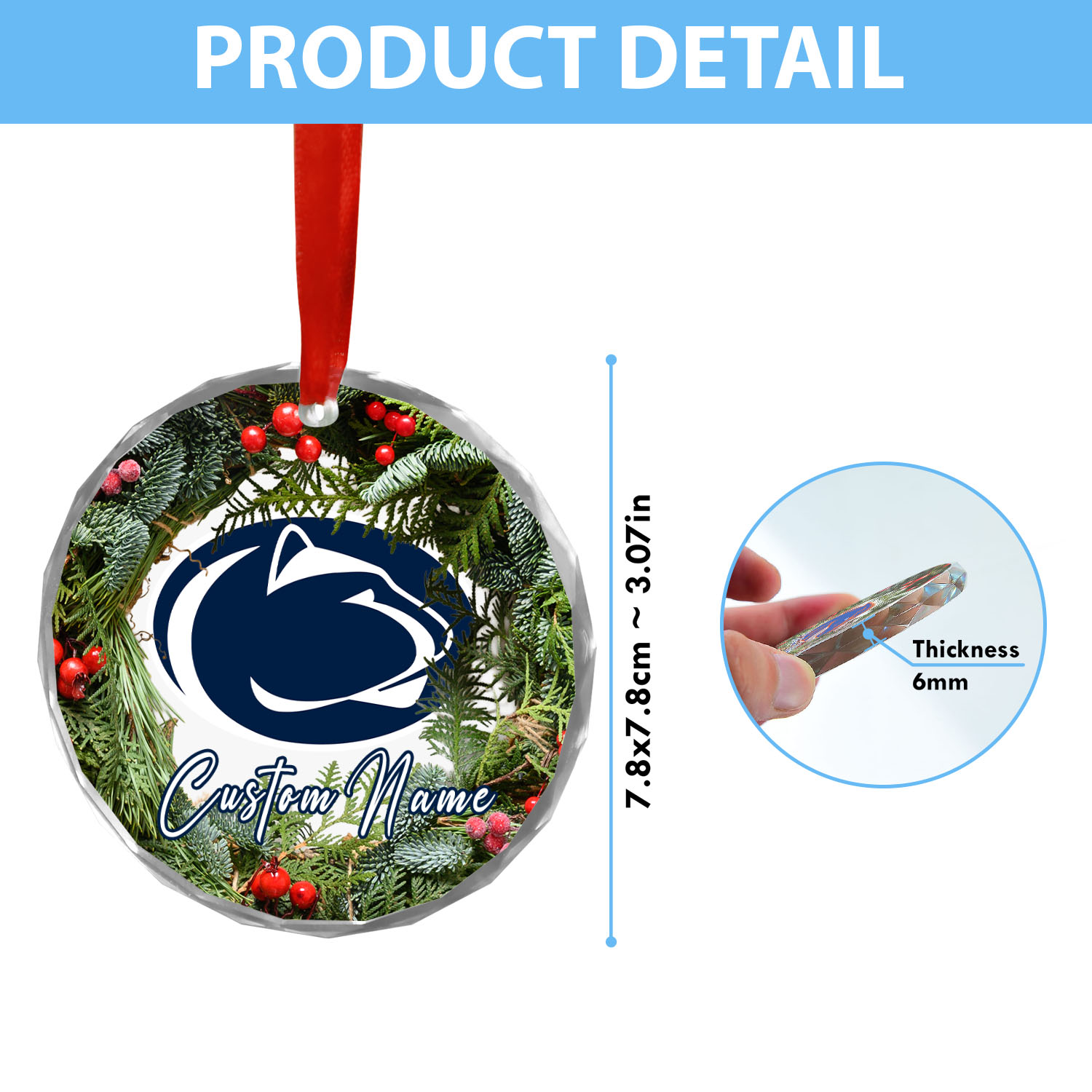 Sportswearmerch Penn State Nittany Lions NCAA x Christmas Glass Ornament Gift For Fans