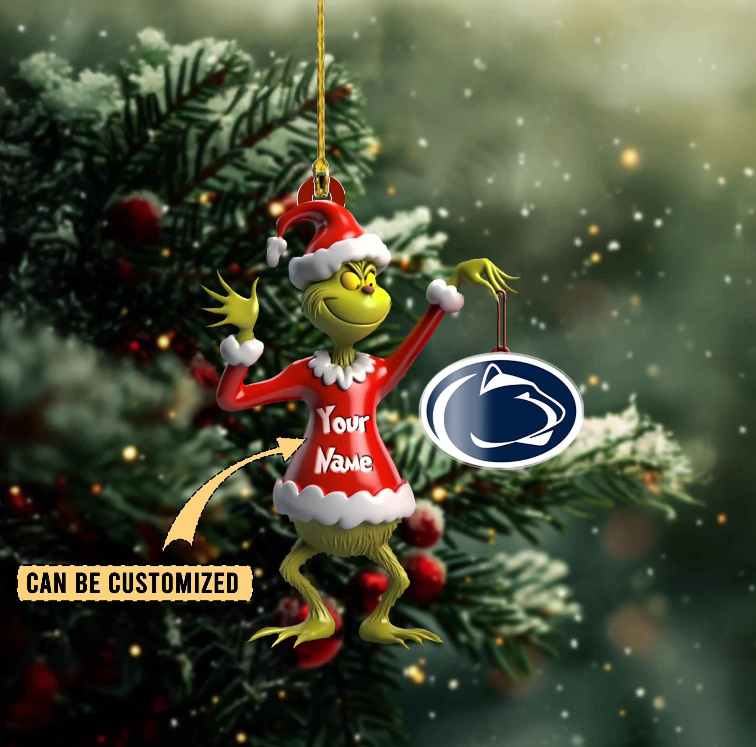 Sportswearmerch Penn State Nittany Lions NCAA x The Grinch Acrylic Ornament Gift For Fans