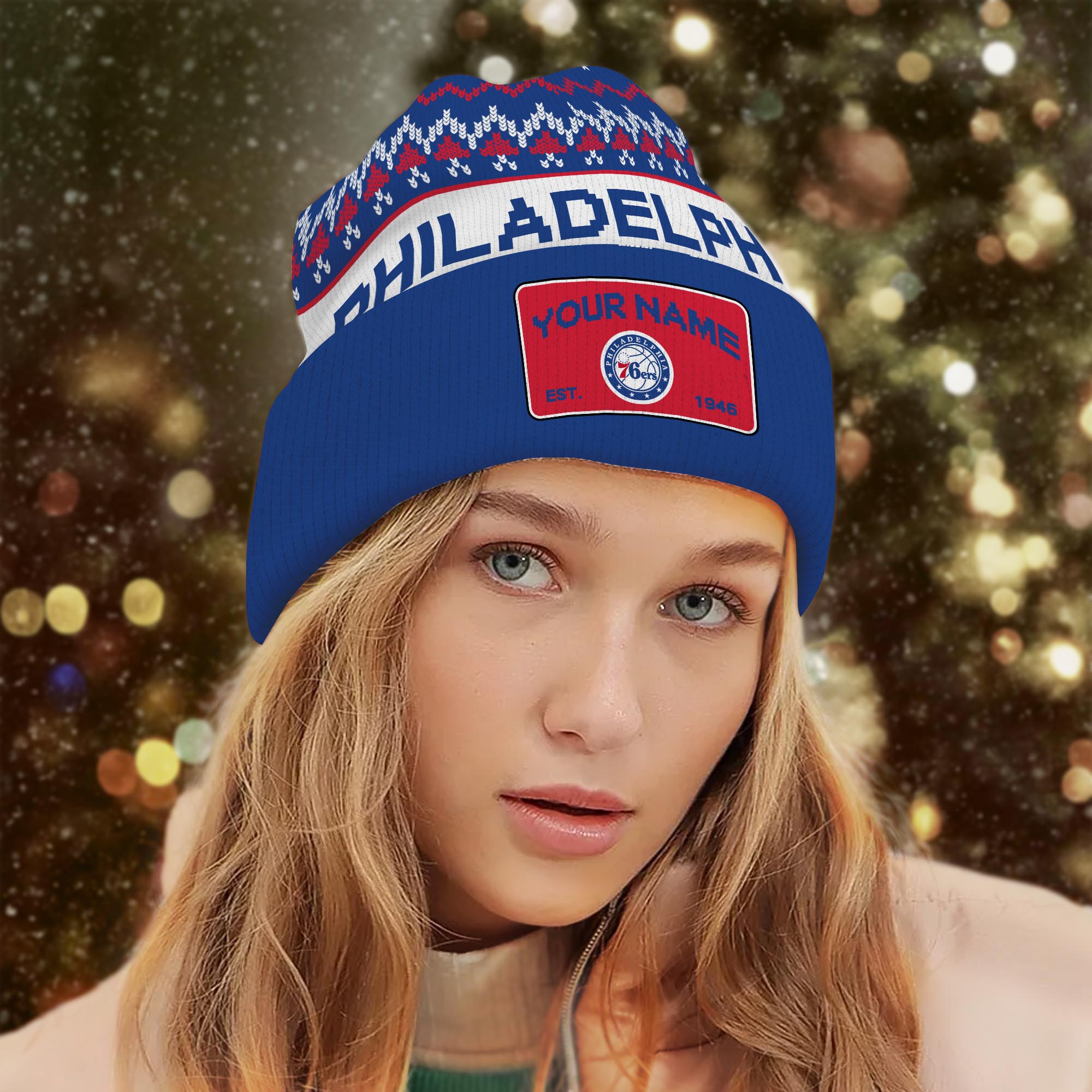 Sportswearmerch Philadelphia 76ers NBA Christmas Beanie Hat For Fan