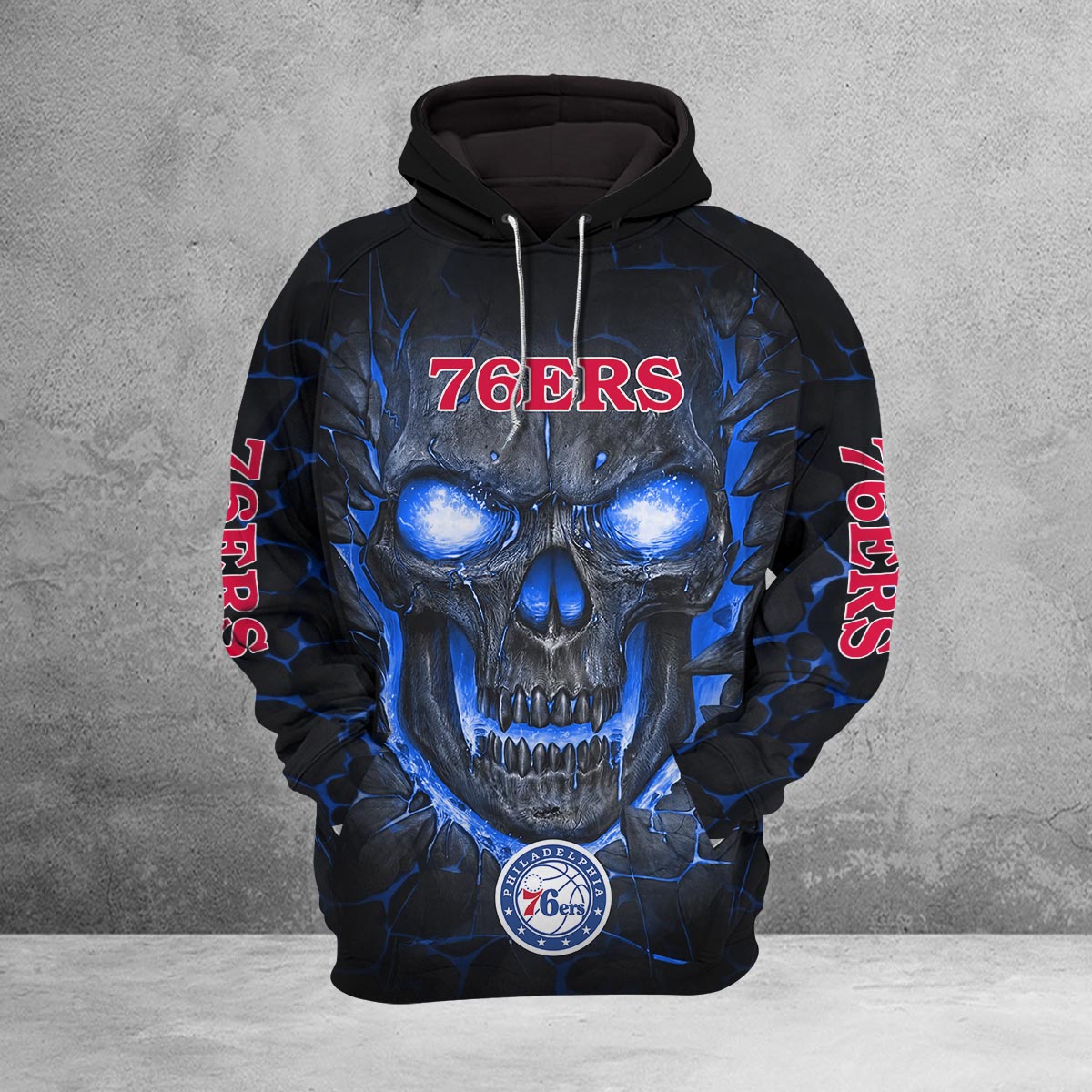 Sportswearmerch Philadelphia 76ers NBA Lava Skull Hoodie For Fan