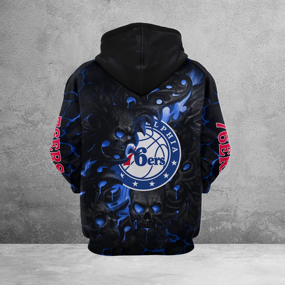 Sportswearmerch Philadelphia 76ers NBA Lava Skull Hoodie For Fan