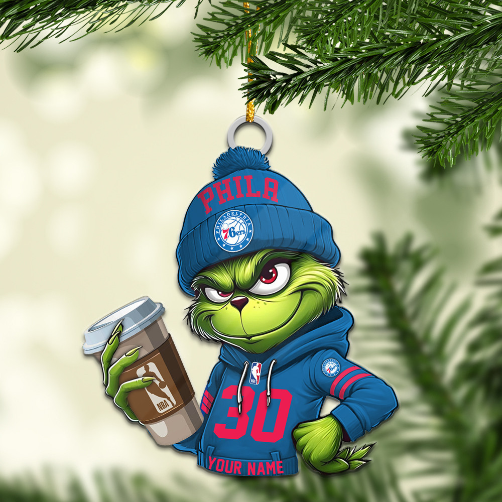Sportswearmerch Philadelphia 76ers NBA Personalized Acrylic Ornament For Fans