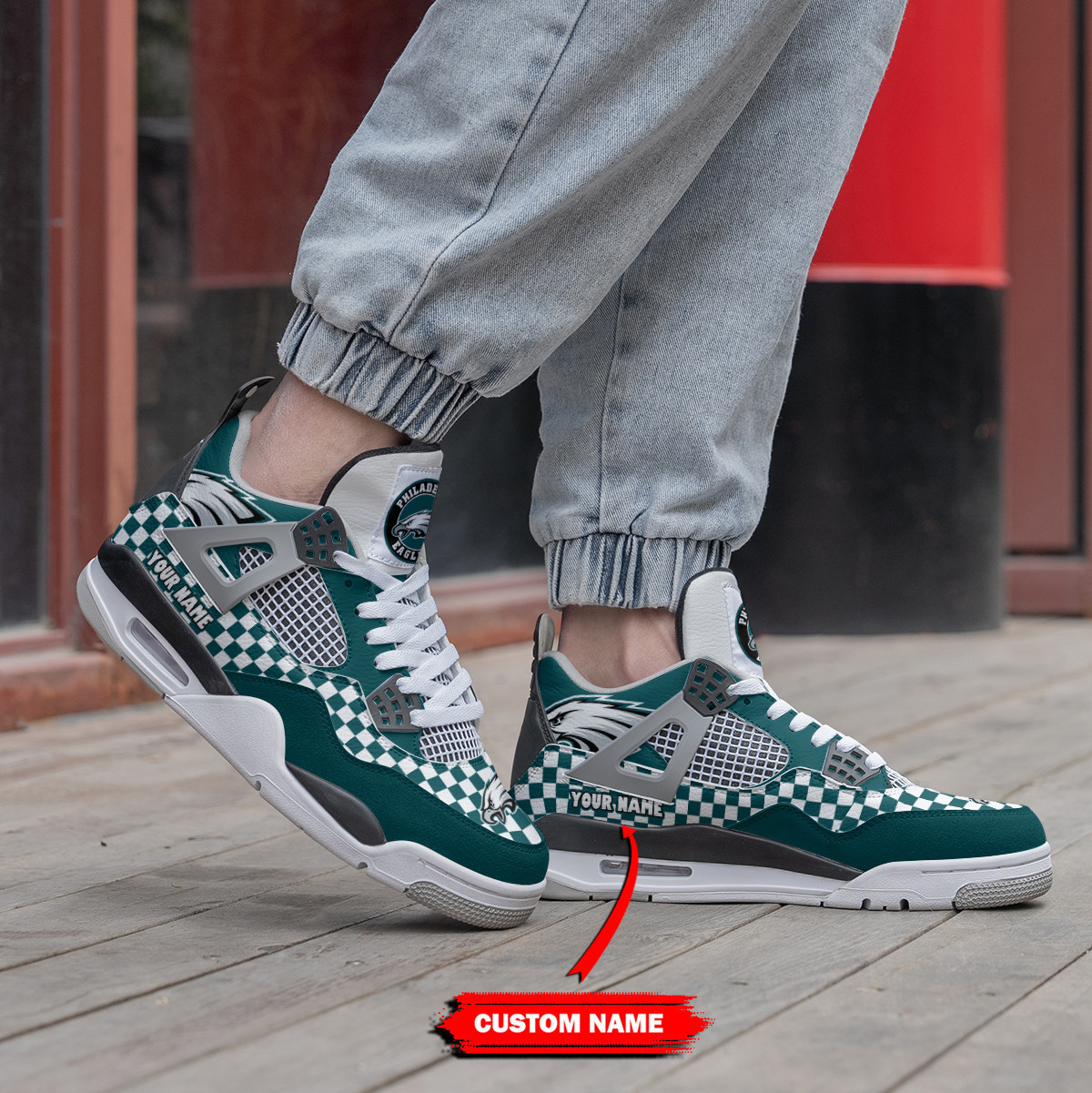 Sportswearmerch Philadelphia Eagles NFL Air Jordan 4 Sneaker AJ4 Sneakers Shoes For Men And Women