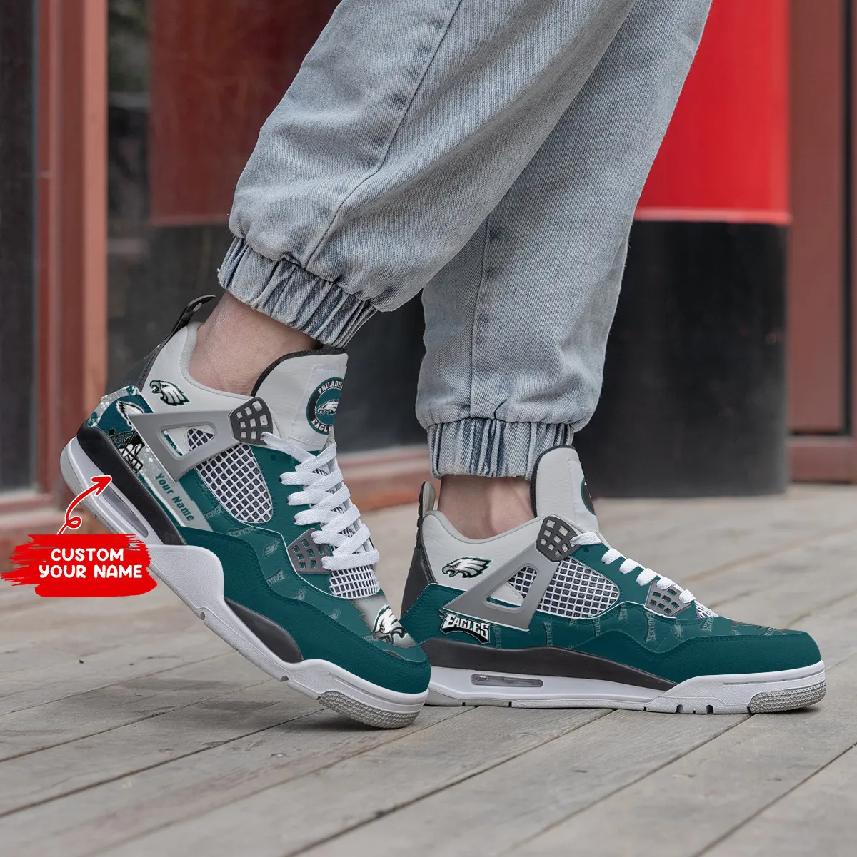 Sportswearmerch Philadelphia Eagles NFL Air Jordan 4 Sneaker AJ4 Sneakers Shoes For Men And Women